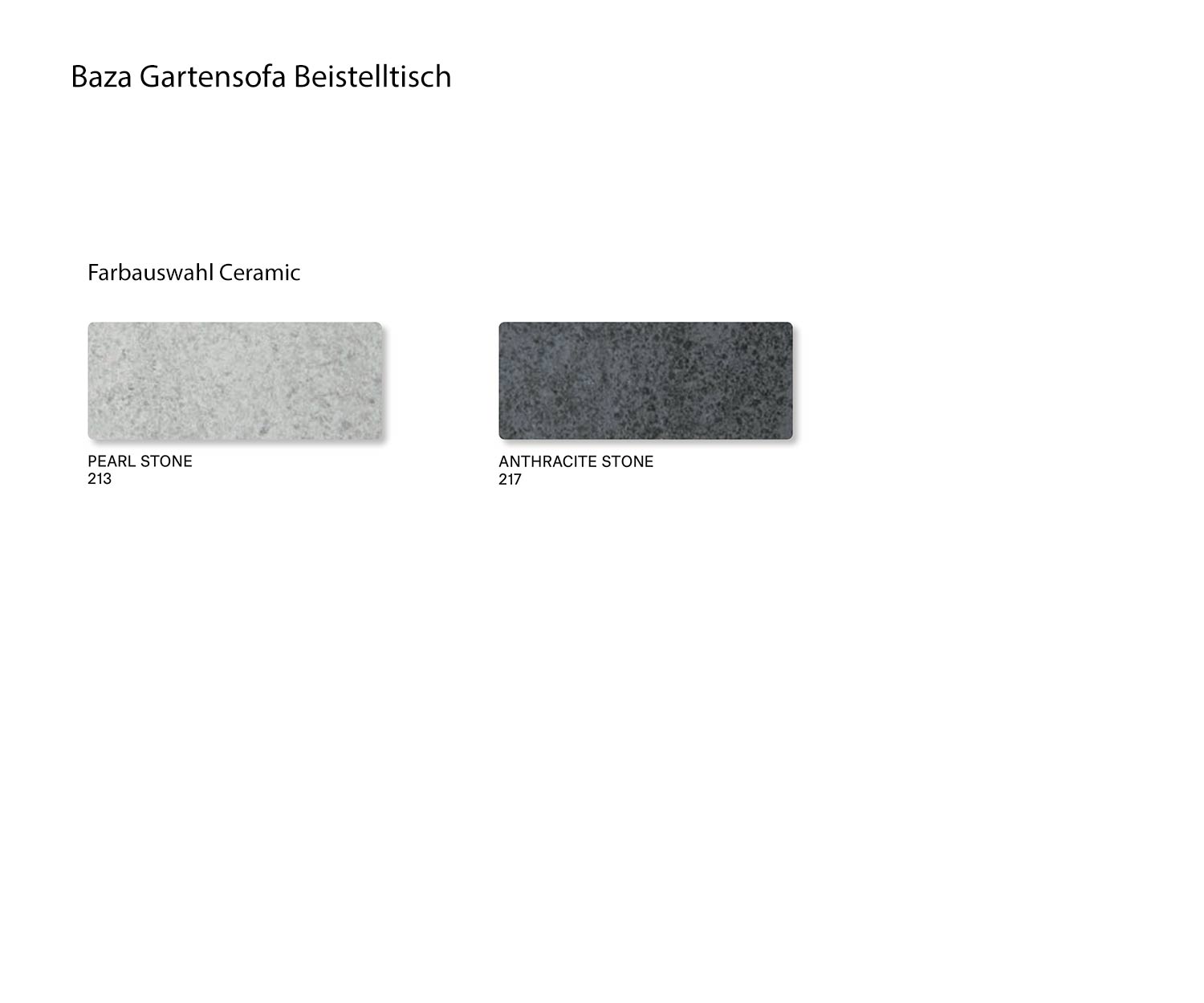 Baza Sofa Beistelltisch Keramikfarben Farbmuster