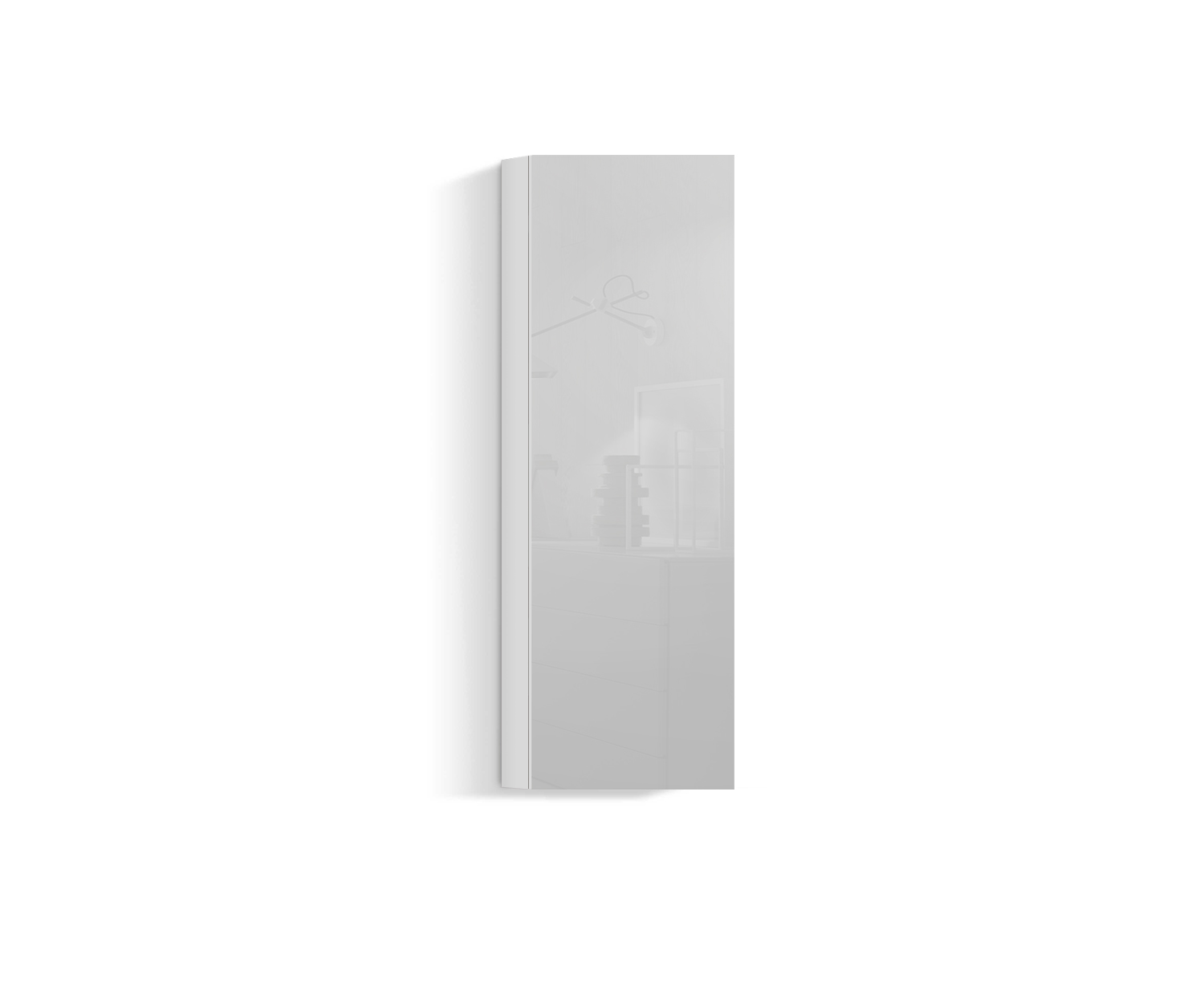 Design Wohnzimmer Hängeschrank Vertikal H128 B45 weiss400