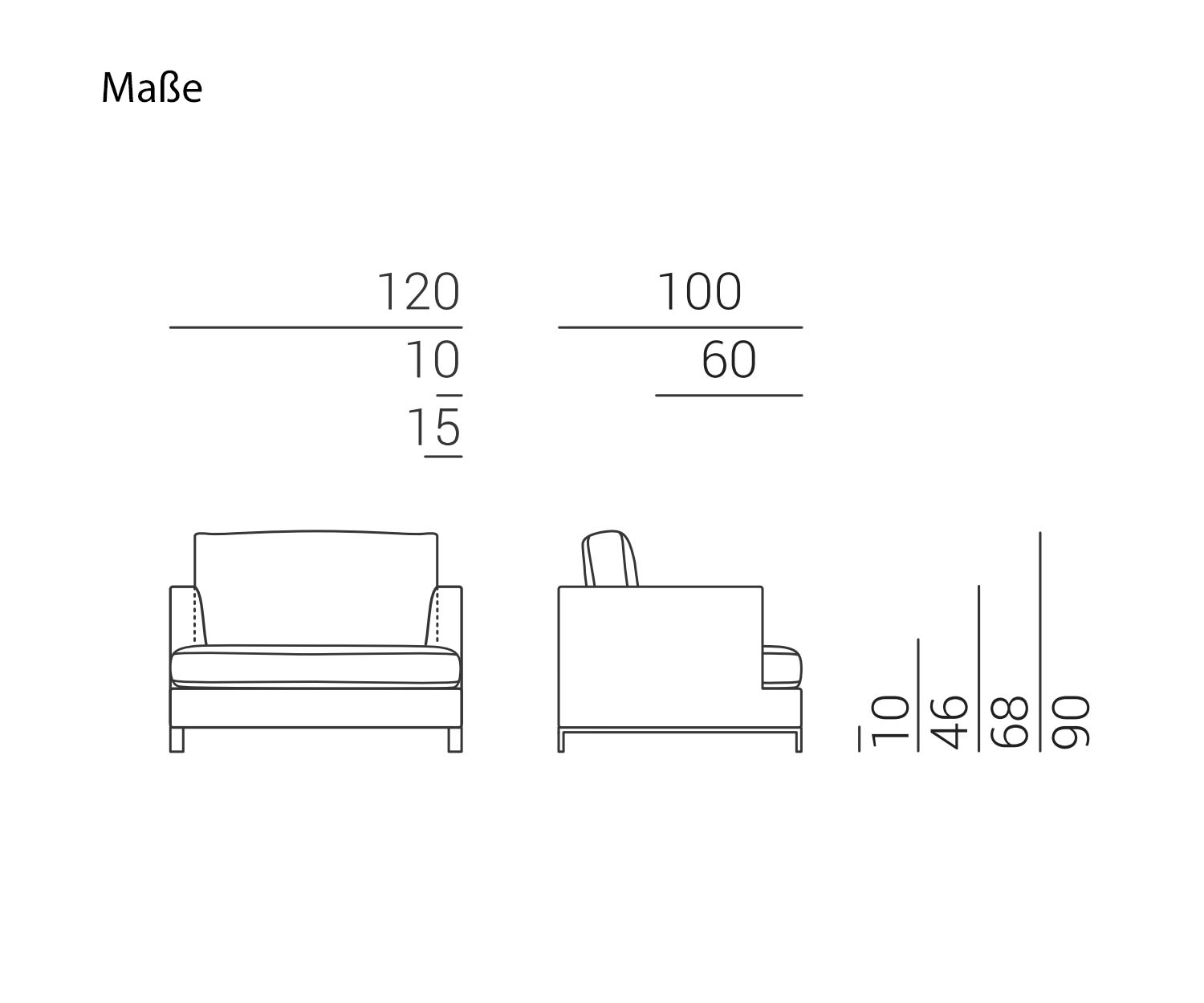Designer Loft Sofa von Marelli Skizze Größe 