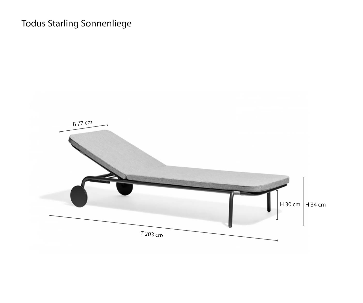 Designer garden lounger Starling from Todus Sketch Dimensions Designer garden lounger Starling from Todus Sketch Dimensions