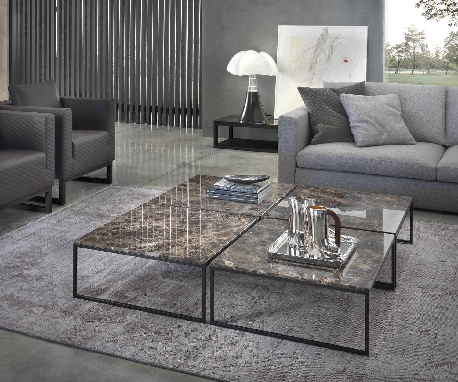 Exclusive Giulio Marelli design coffee table Frame with table top Perfetto marble brown