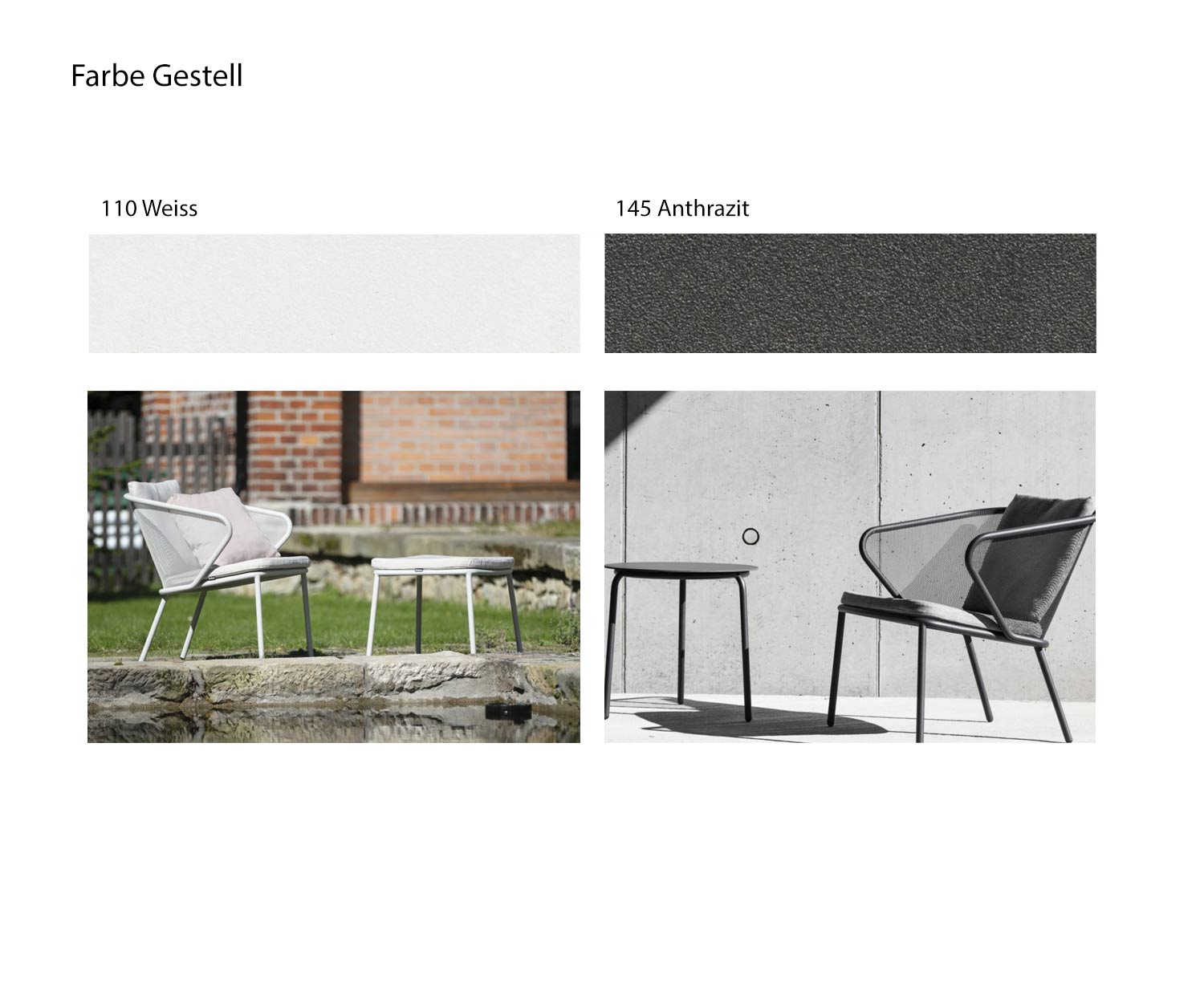 Design Loungesessel Sessel Gartensessel Farbe Tischgestell Anthrazit Weiß