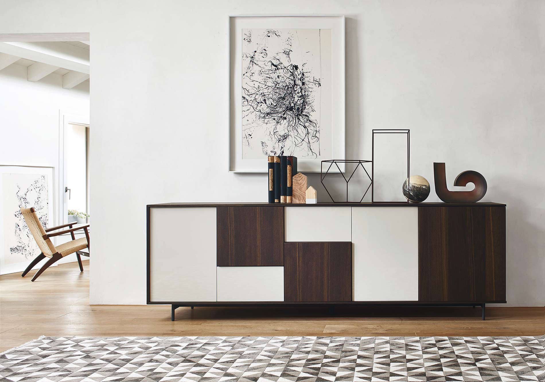 Geschachteltes Sideboard Holz Lack