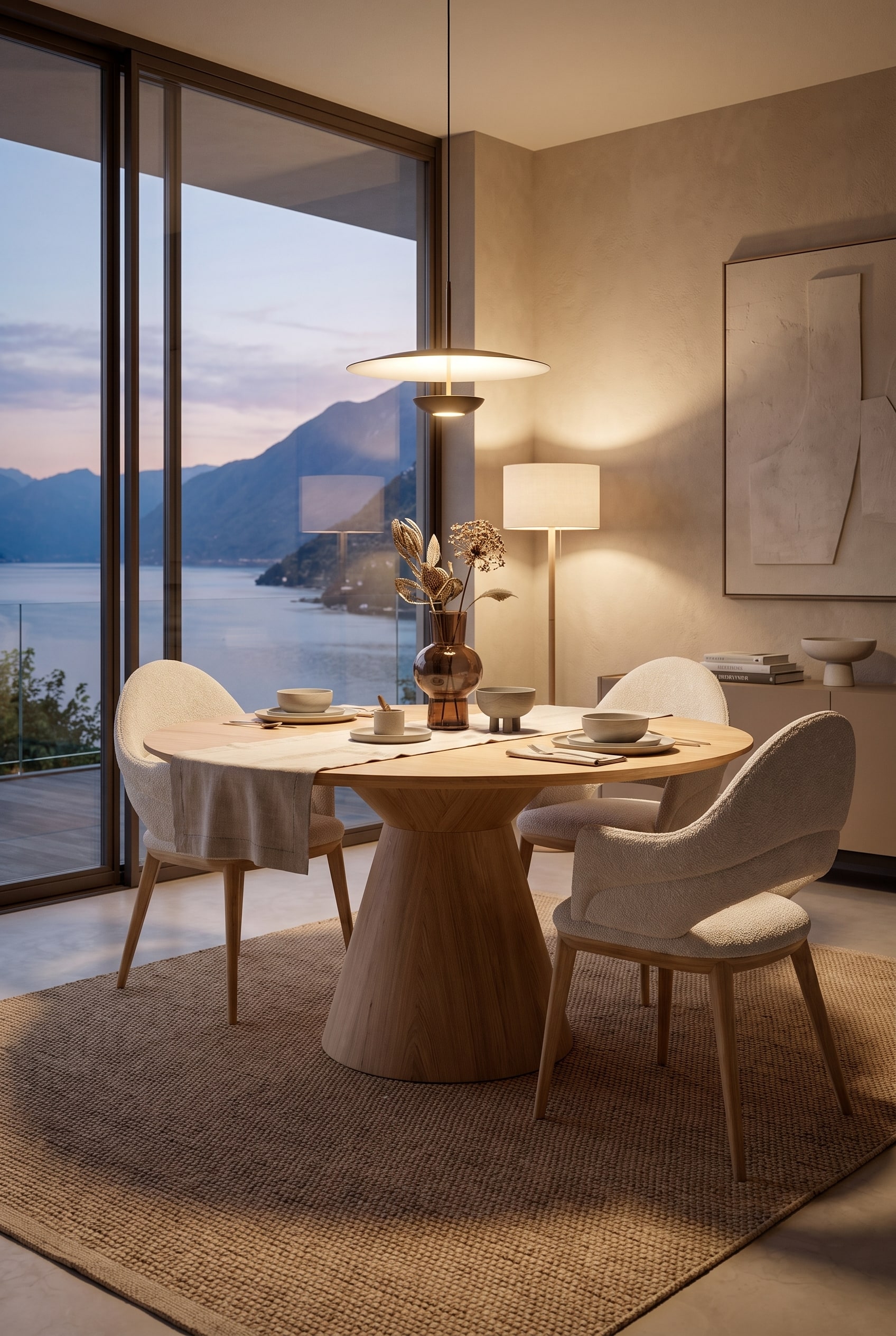 Beige gestoffeerde stoel met stikselpatroon in fijne stoftextuur in een moderne lichte eetkamer