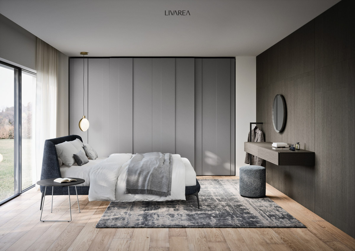 Moderner Schwebetueren Kleiderschrank in grau Moderner Schwebetueren Kleiderschrank in grau