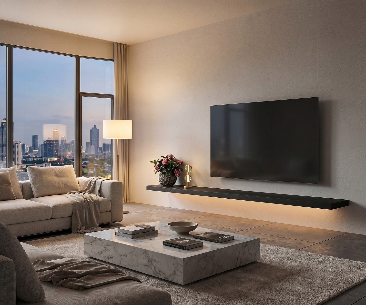Livitalia TV Wandboard schwebend mit Beleuchtung Livitalia TV Wandboard