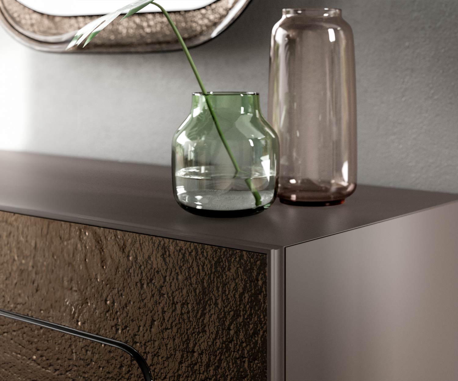 Hochwertiges Sideboard mit Silber Glasfront Hochwertiges Sideboard mit Silber Glasfront