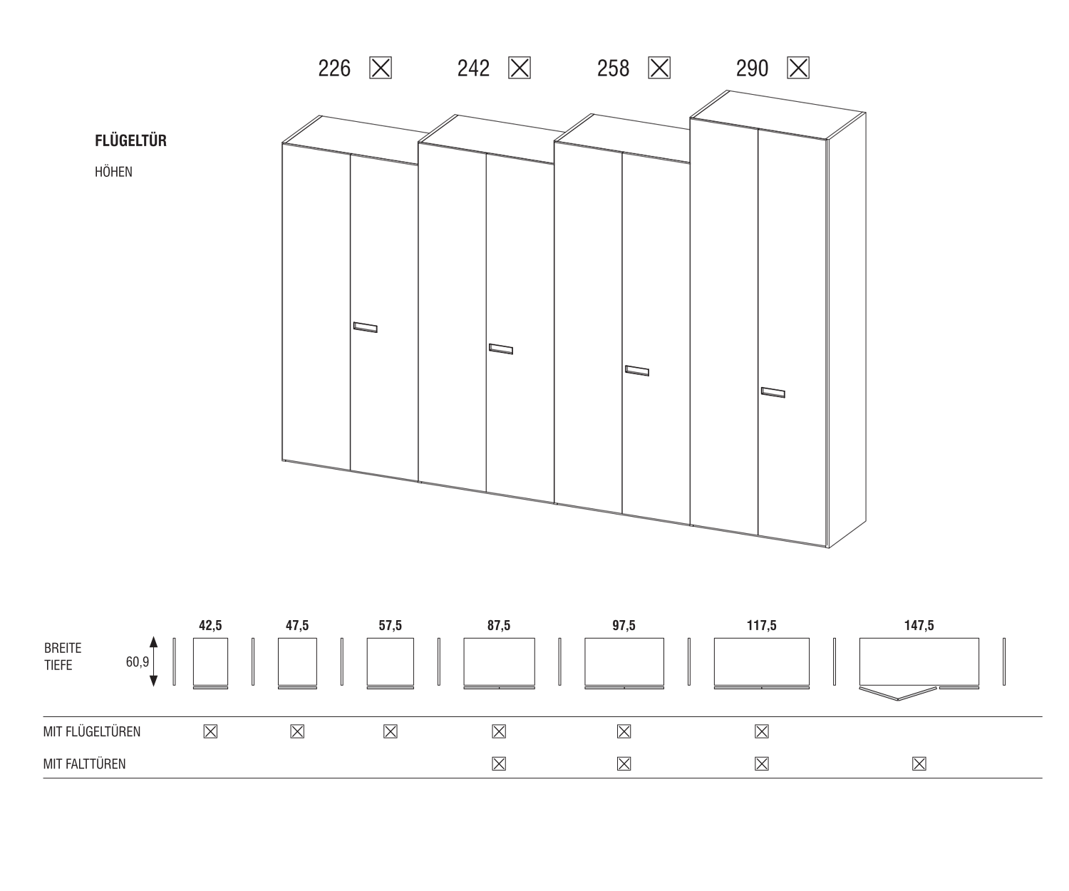 Novamobili Afla YNCA modules Doors Widths Heights Novamobili Afla YNCA modules Doors Widths Heights