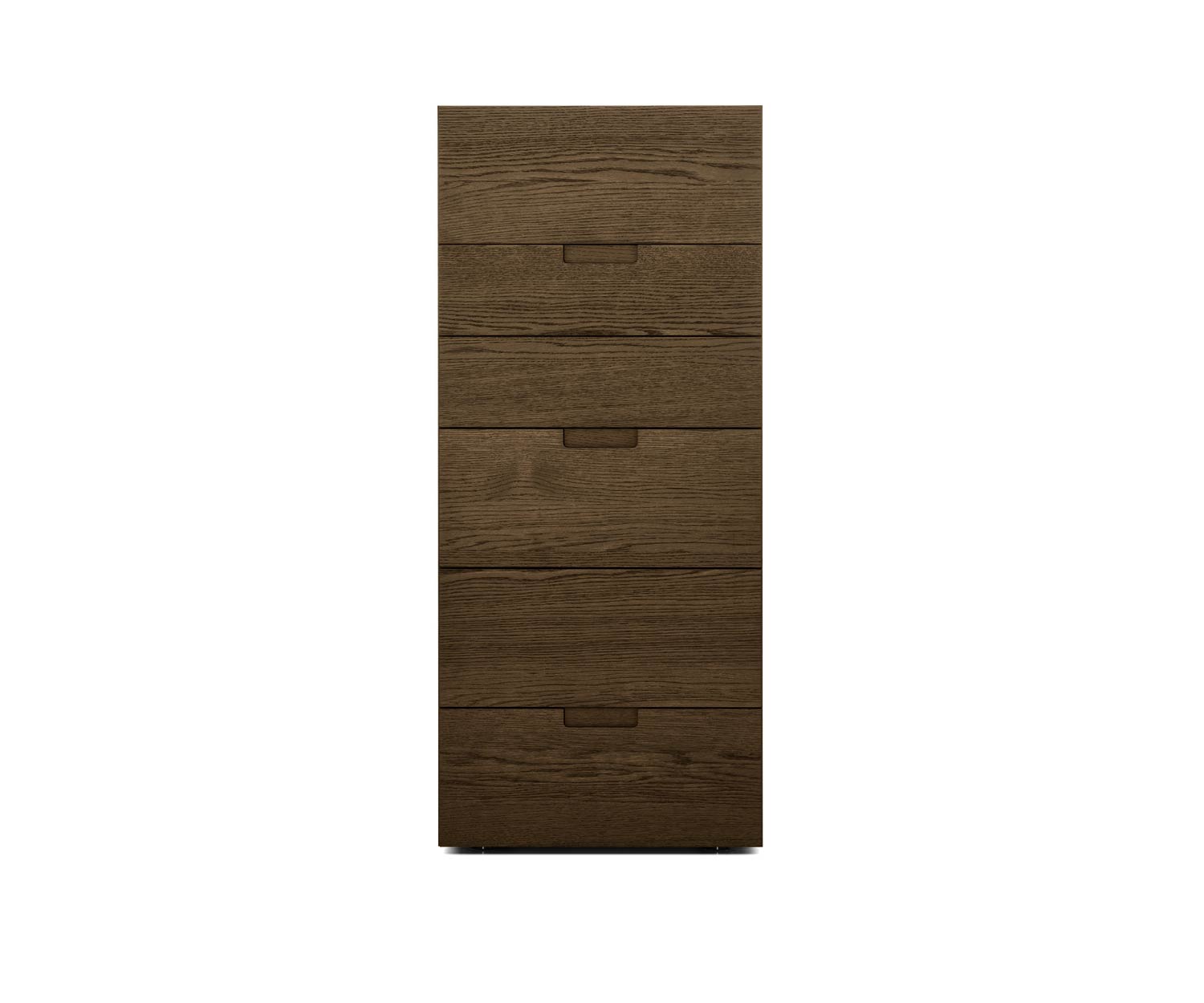 Novamobili Hochkommode Quarantacinque 6 Schubladen Eiche Terra N01 mit Glas Abdeckplatte 