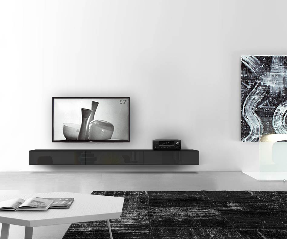 /Design lowboard wall B270 H25 5 gloss black /Design lowboard wall B270 H25 5 gloss black