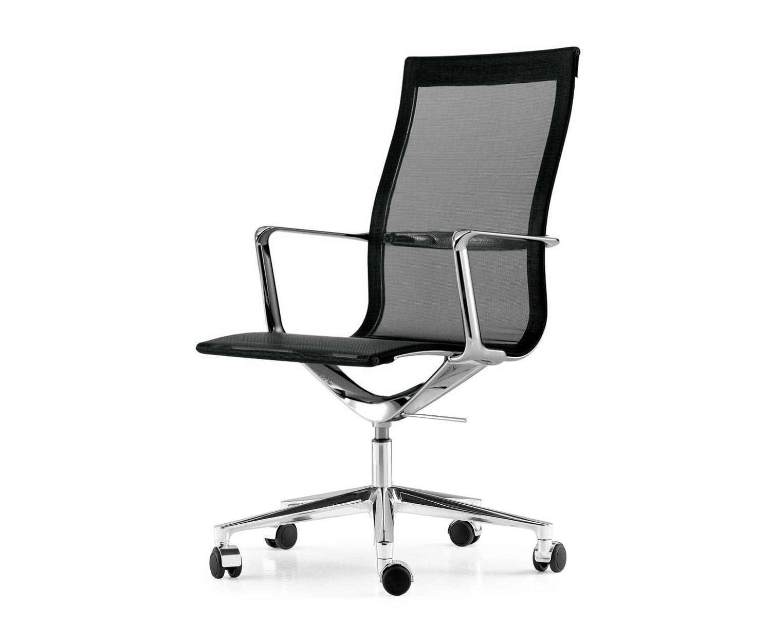 ICF Una Chair Managment Bürostuhl Design Drehstuhl 5 Arm mit Rollen H58 cm mit Mesh Elastic Mesh Schwarz 01