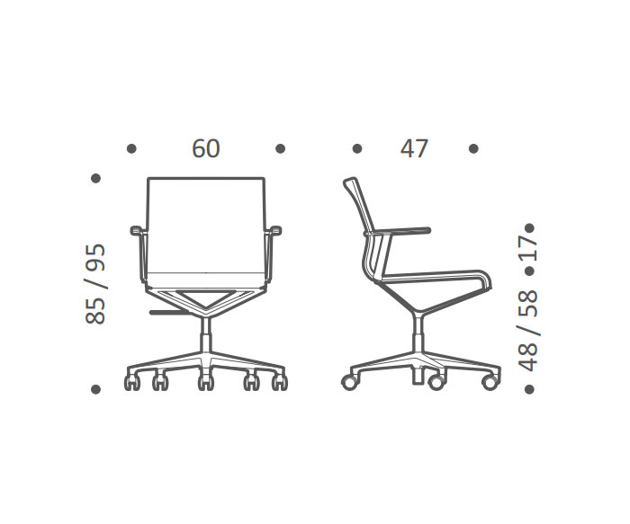 ICF Designer Bürostuhl Stick H 37 cm mit Rollen Maße