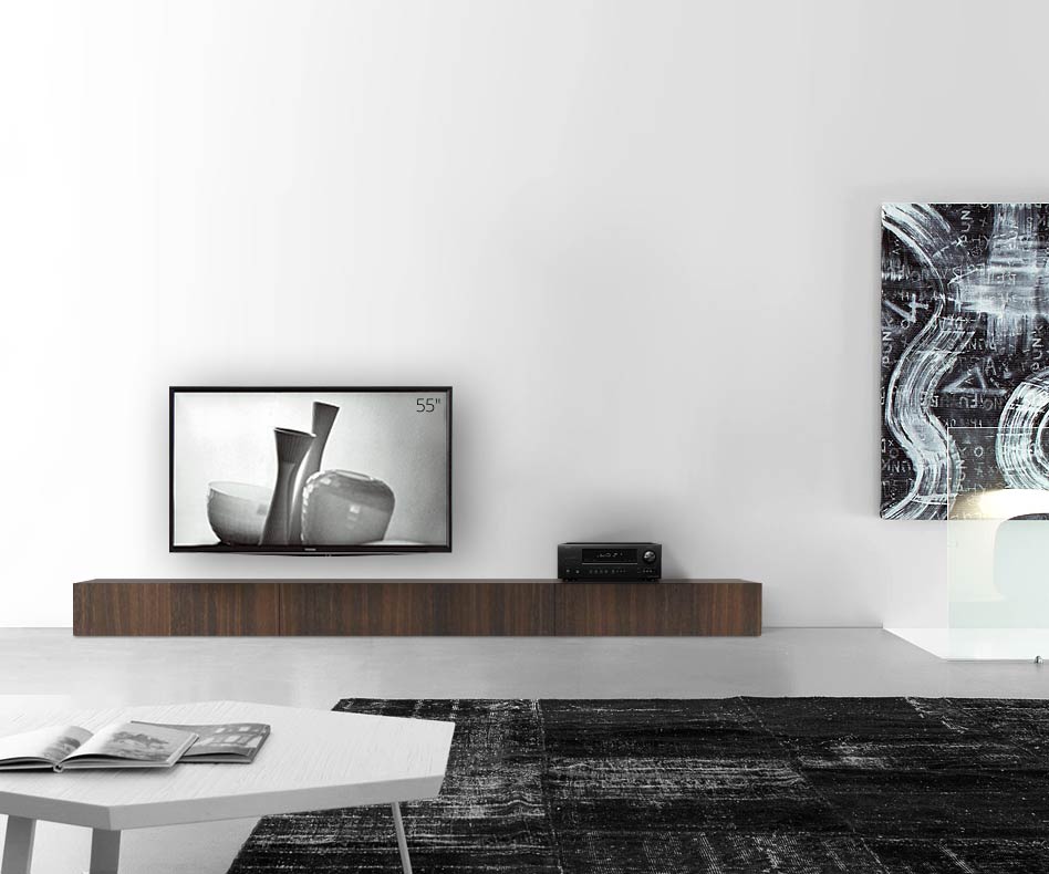 Livitalia Holz Design Lowboard Konfigurator Boden 300 cm 24 cm 46 cm Eiche braun