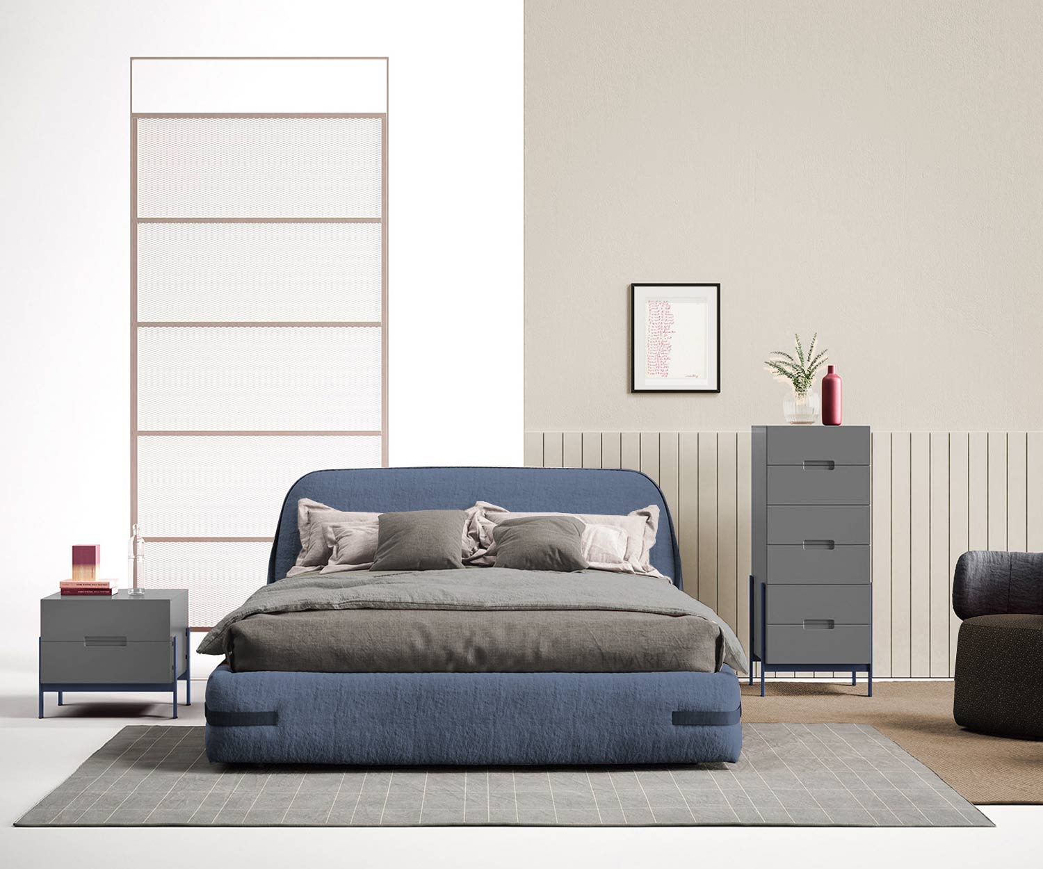 Modern Novamobili Float high chest of drawers with six drawers in the bedroom