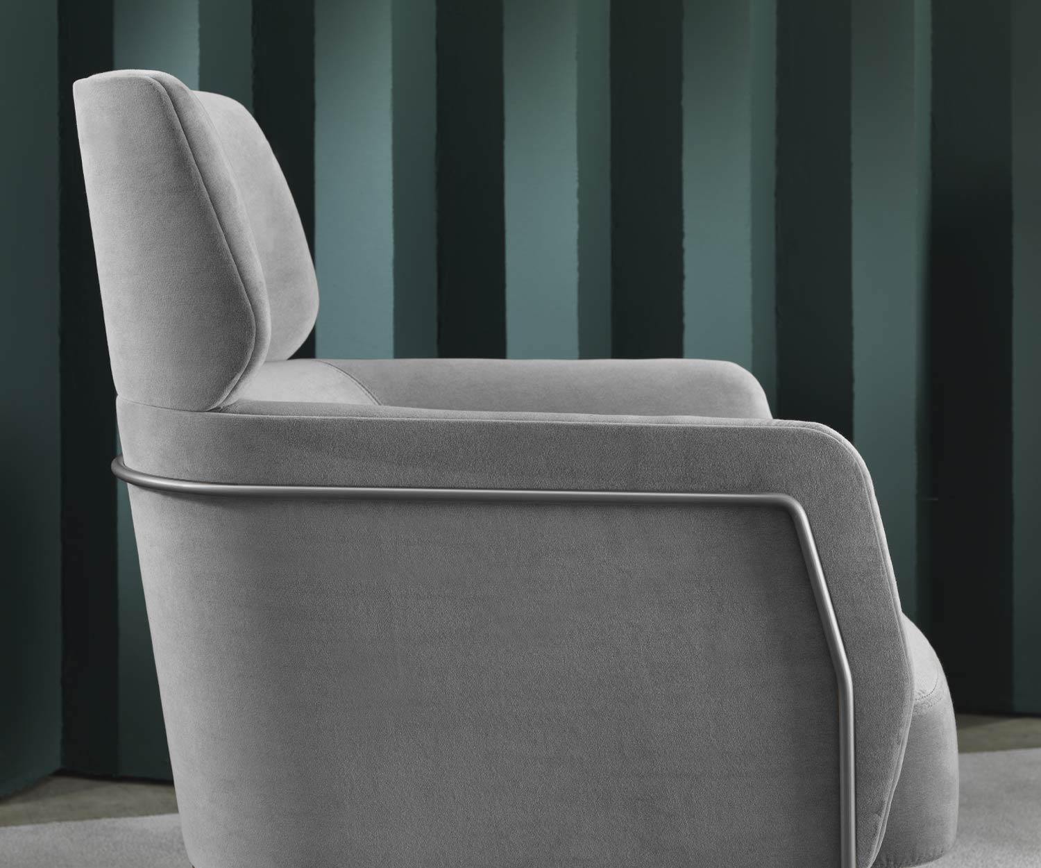 In detail armrest armchair Nest from Marelli light grey cover In detail armrest armchair Nest from Marelli light grey cover