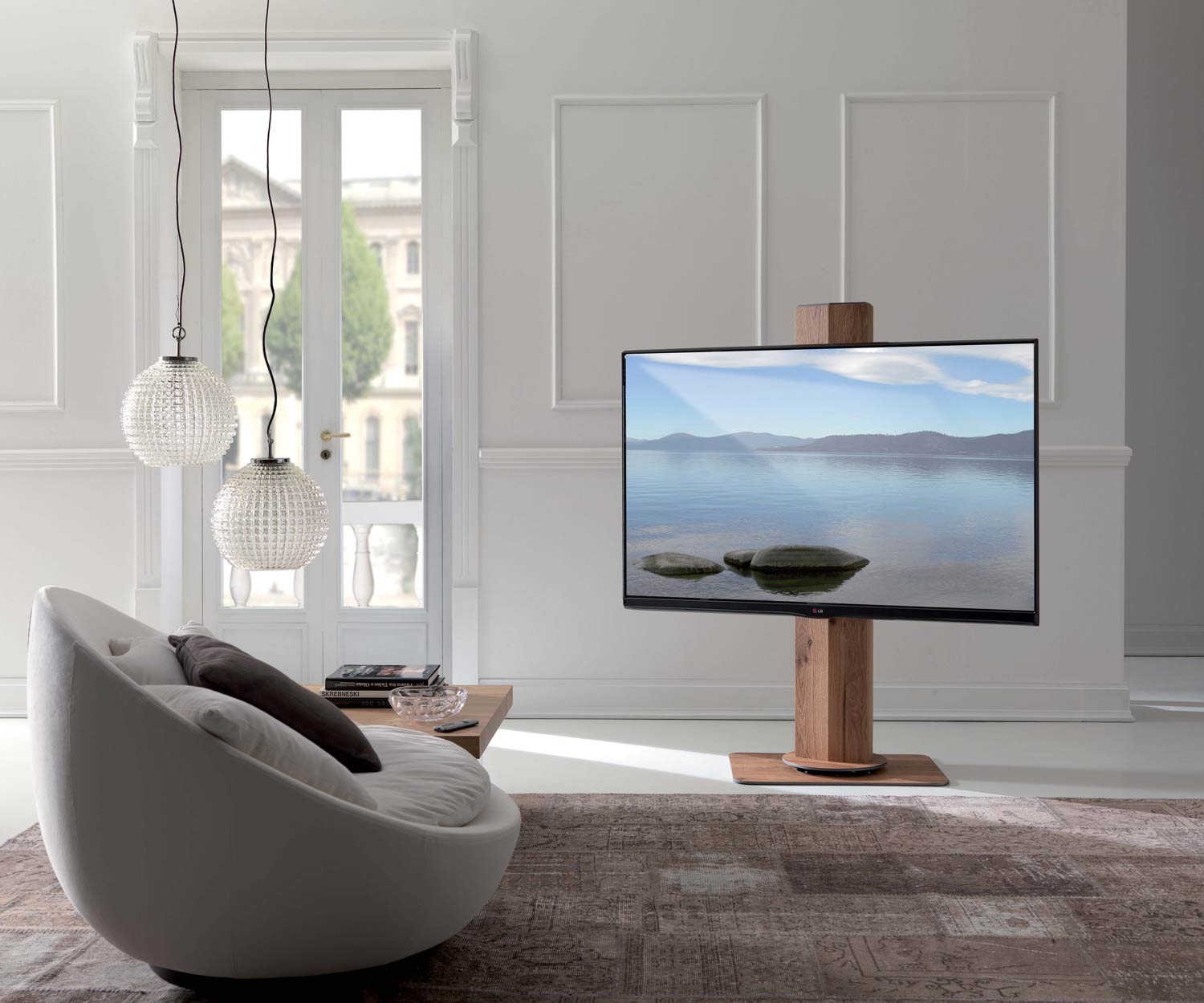 TV Stand Ozzio UNO Gestell Holzfurnier Eiche