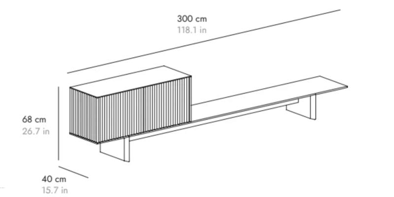 W 300 cm 2 doors on bench