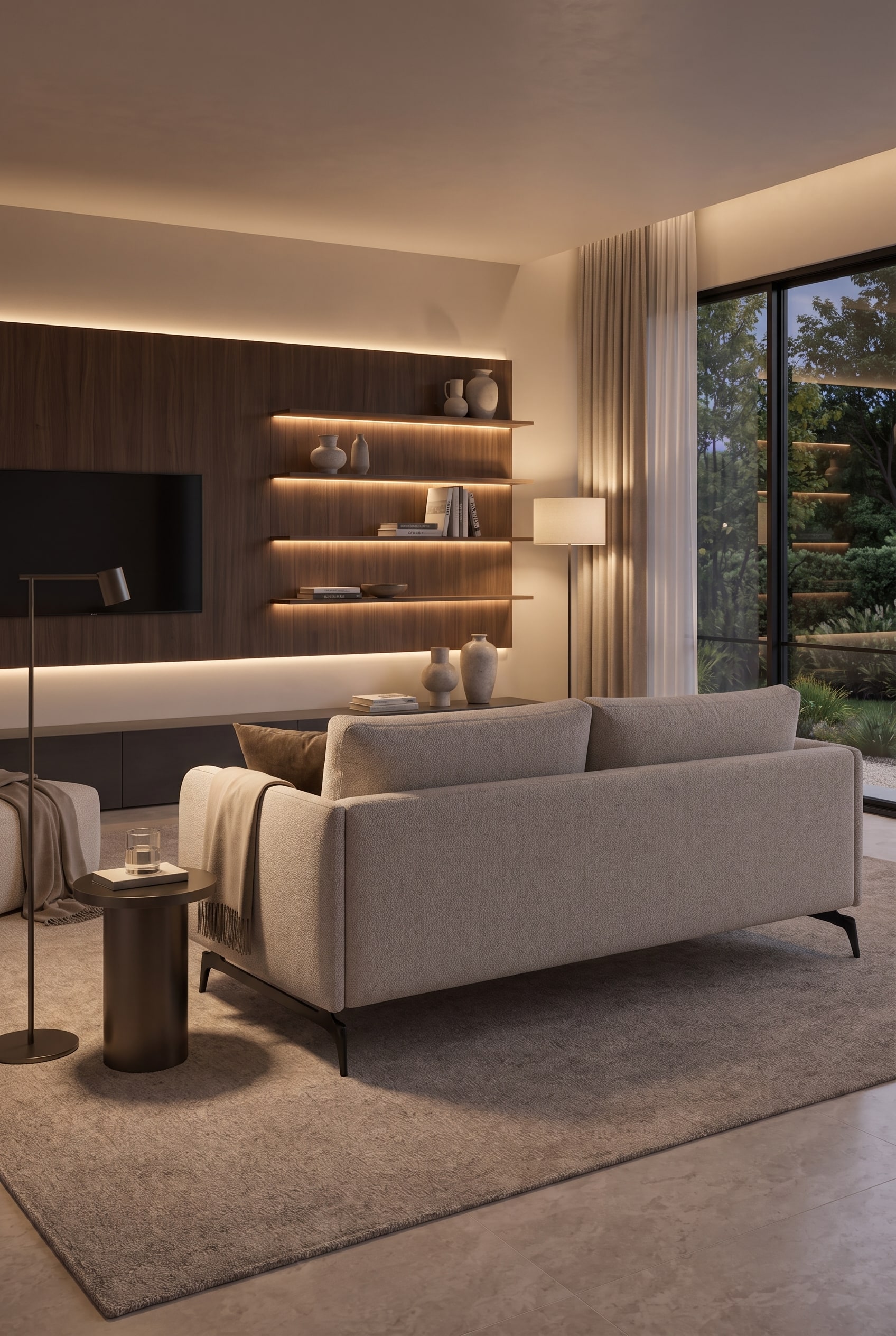 Zijaanzicht van de Livitalia Sofa Lisbora met smalle 4 cm armleuningen