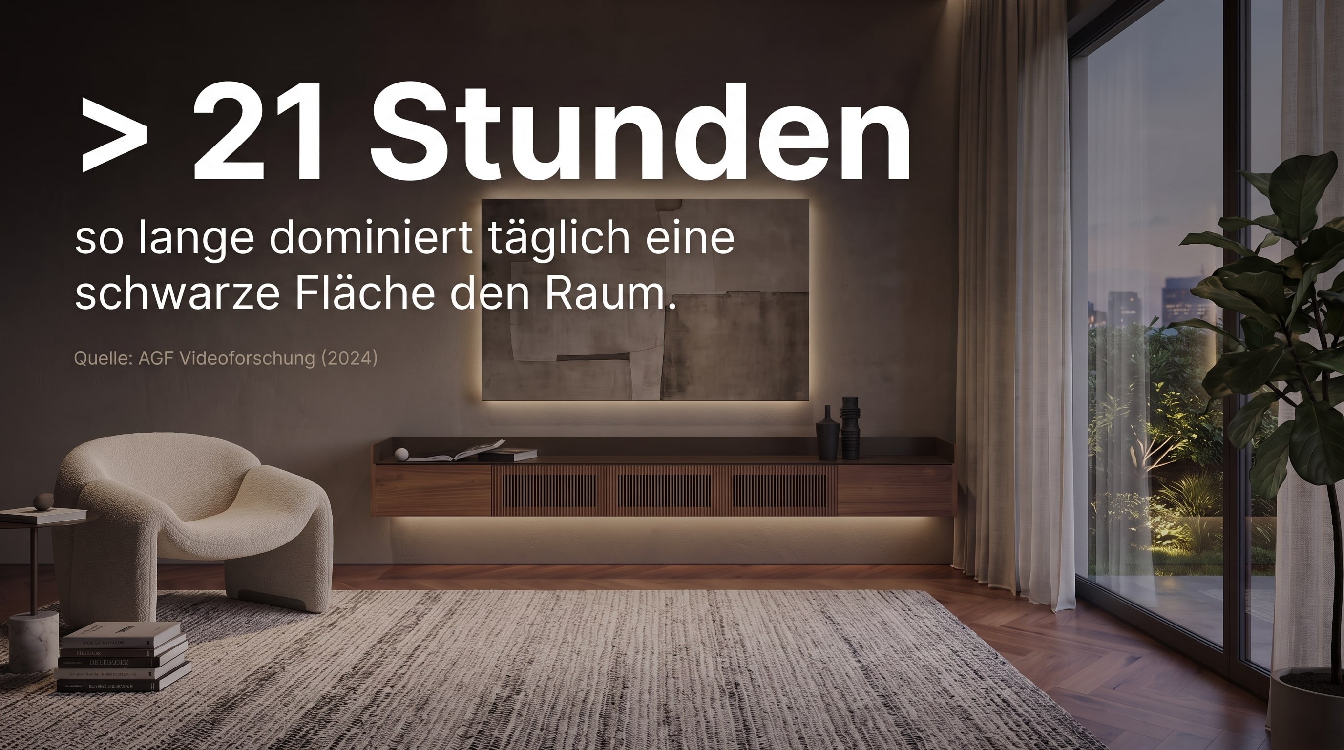 > 21 Stunden – so lange dominiert täglich eine schwarze Fläche den Raum.
