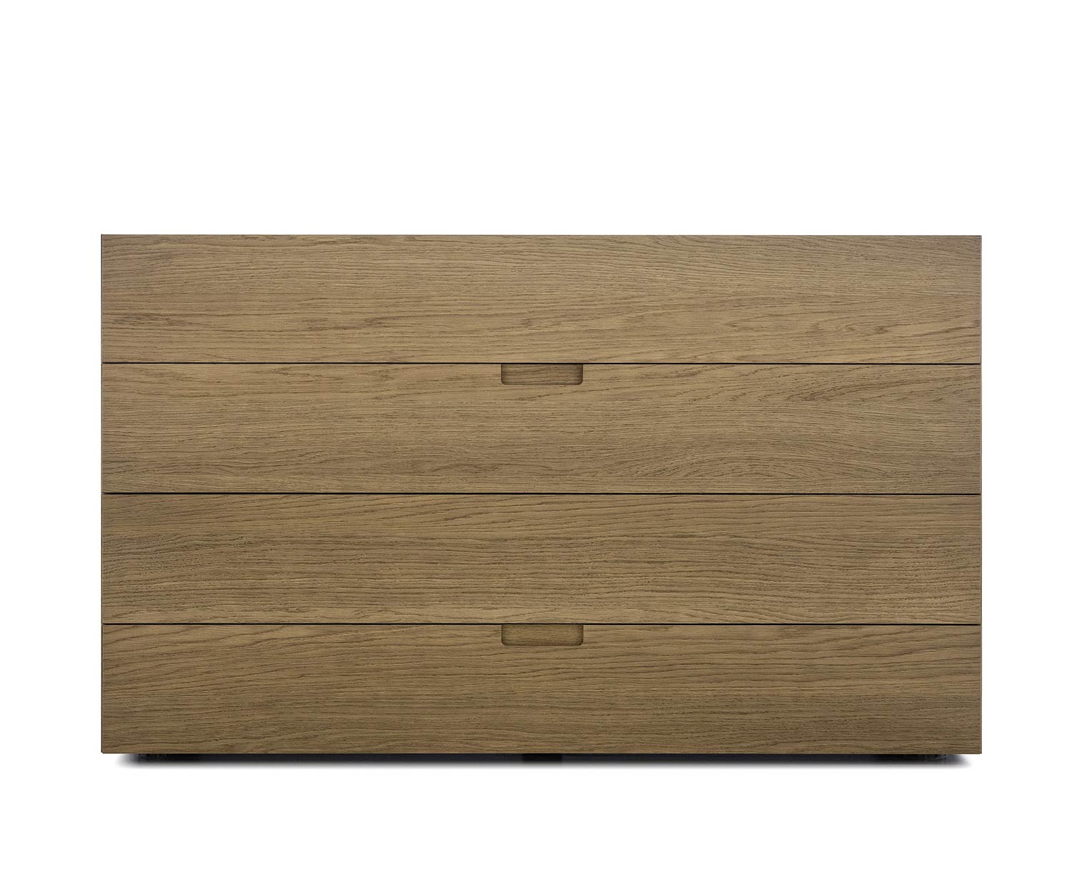 Novamobili Kommode Quarantacinque 4 Schubladen Eiche Miele N02 mit Glas Abdeckplatte