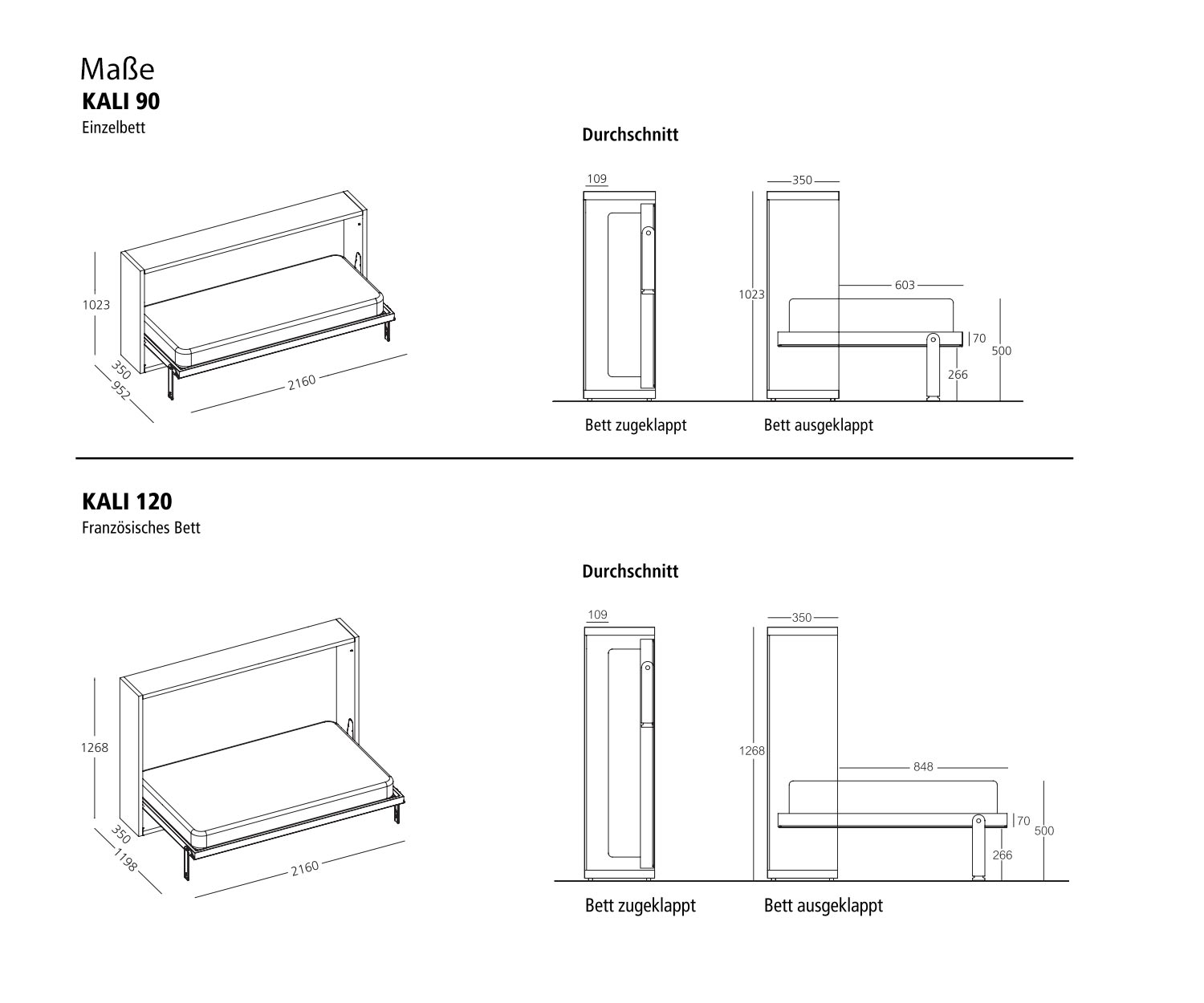Clei Kali 90/120 Design Schrankbett Skizze Maße Clei Kali 90/120 Design Schrankbett Skizze Maße