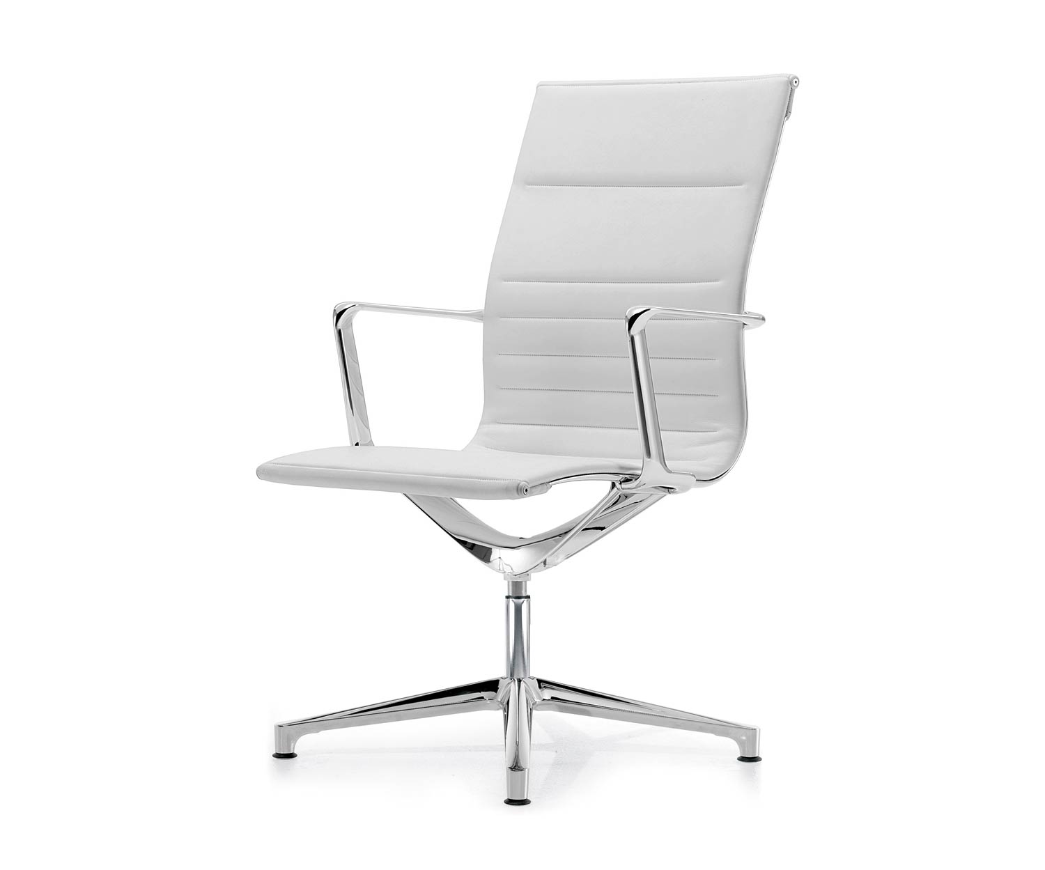ICF Una Chair Managment Bürostuhl Design Drehstuhl 4 Arm ohne Rollen H58 cm mit Leder Leder Weiß 915