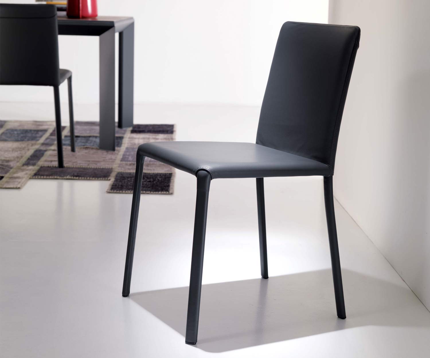 Ozzio Design chair Lunette leather dark grey