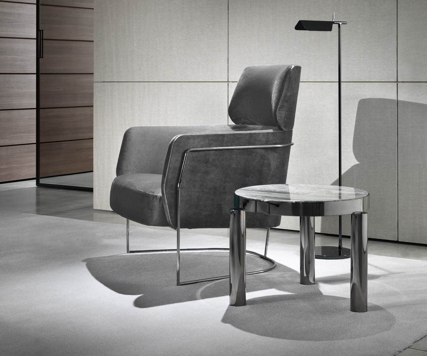 Exklusiver Marelli Nest Design Sessel Metallgestell Chrom Schwarz Exklusiver Marelli Nest Design Sessel Metallgestell Chrom Schwarz