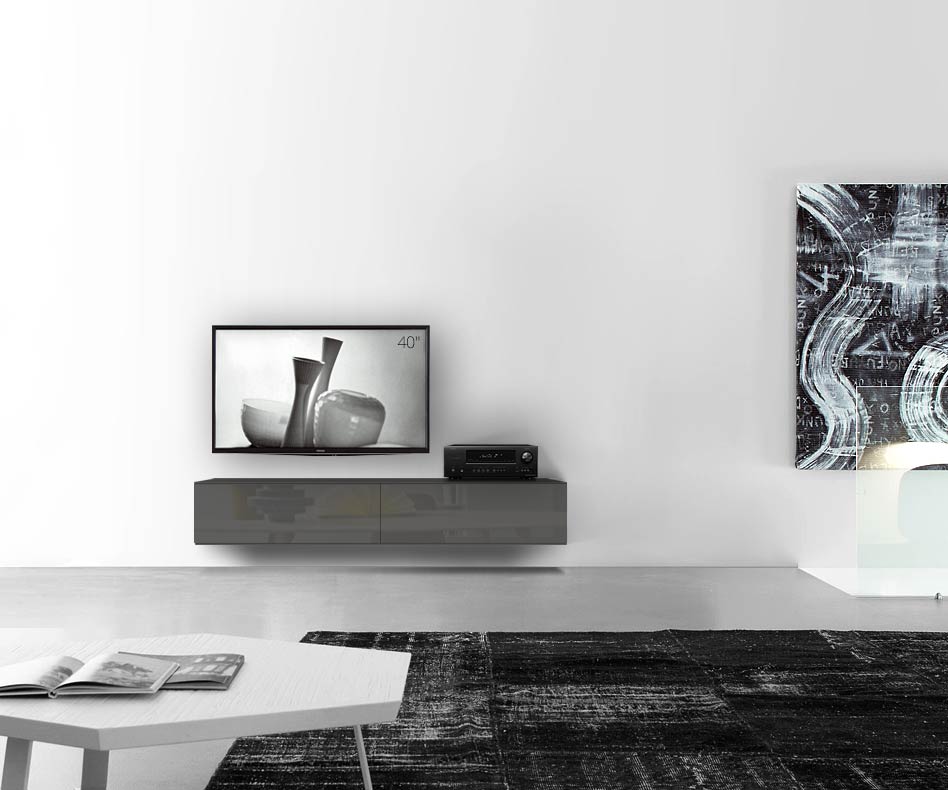 /Design Lowboard Wand B180 H33 5 glanz dunkelgrau /Design Lowboard Wand B180 H33 5 glanz dunkelgrau