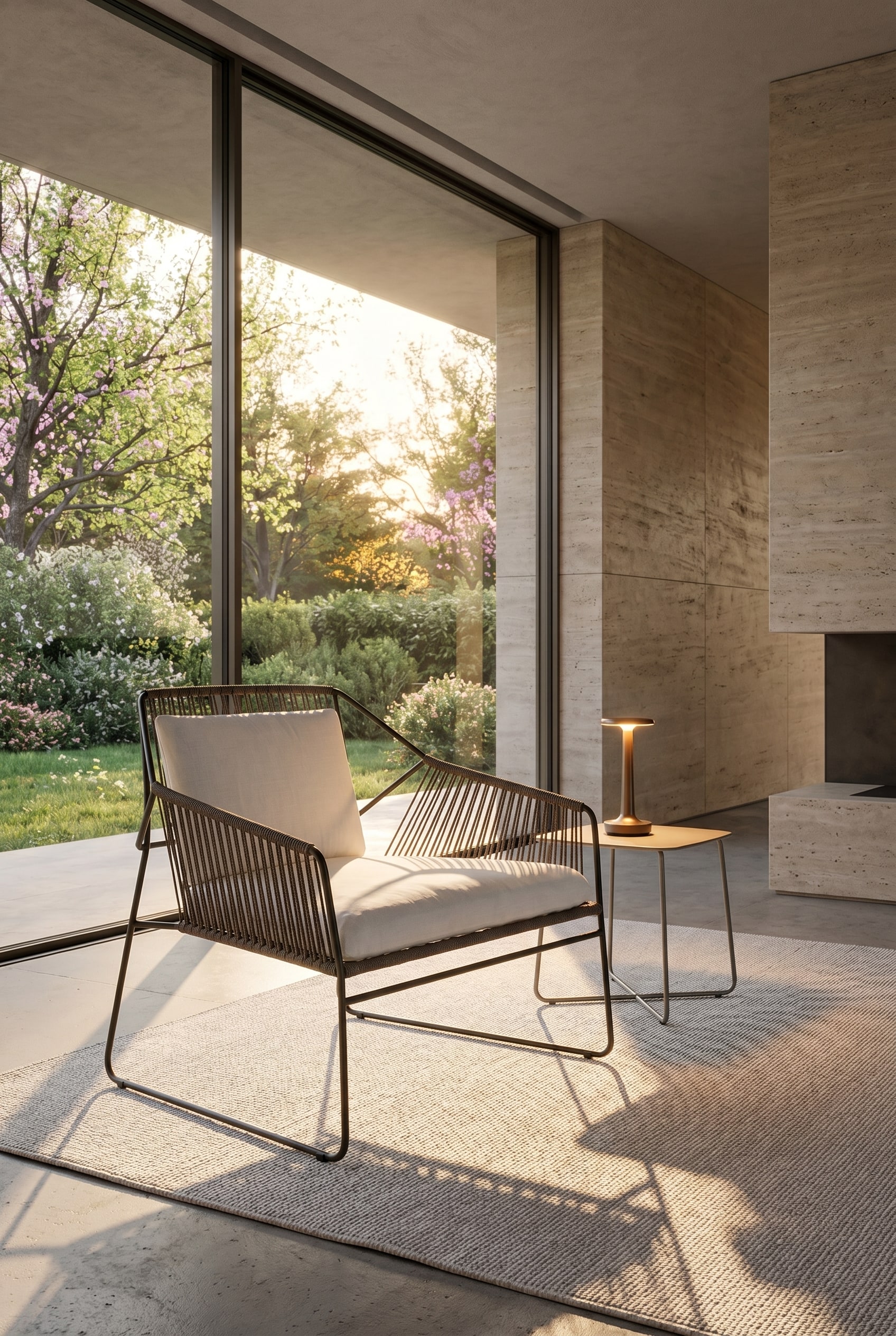 Lichtstimmung am Gartensitzplatz am fr&uuml;hen Fr&uuml;hlingsabend