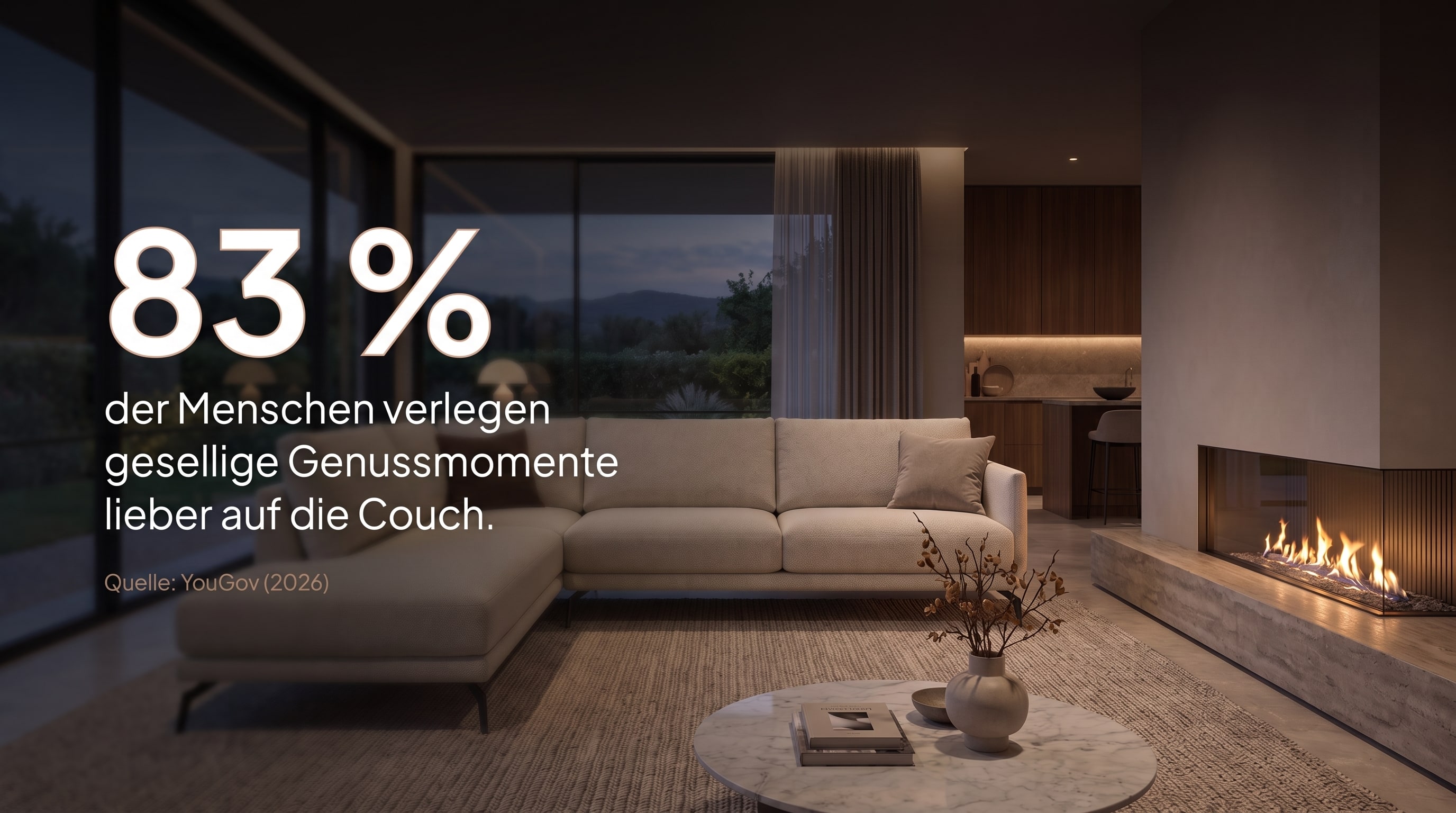 83 % – van de mensen verplaatst gezellige genietmomenten liever naar de bank.
