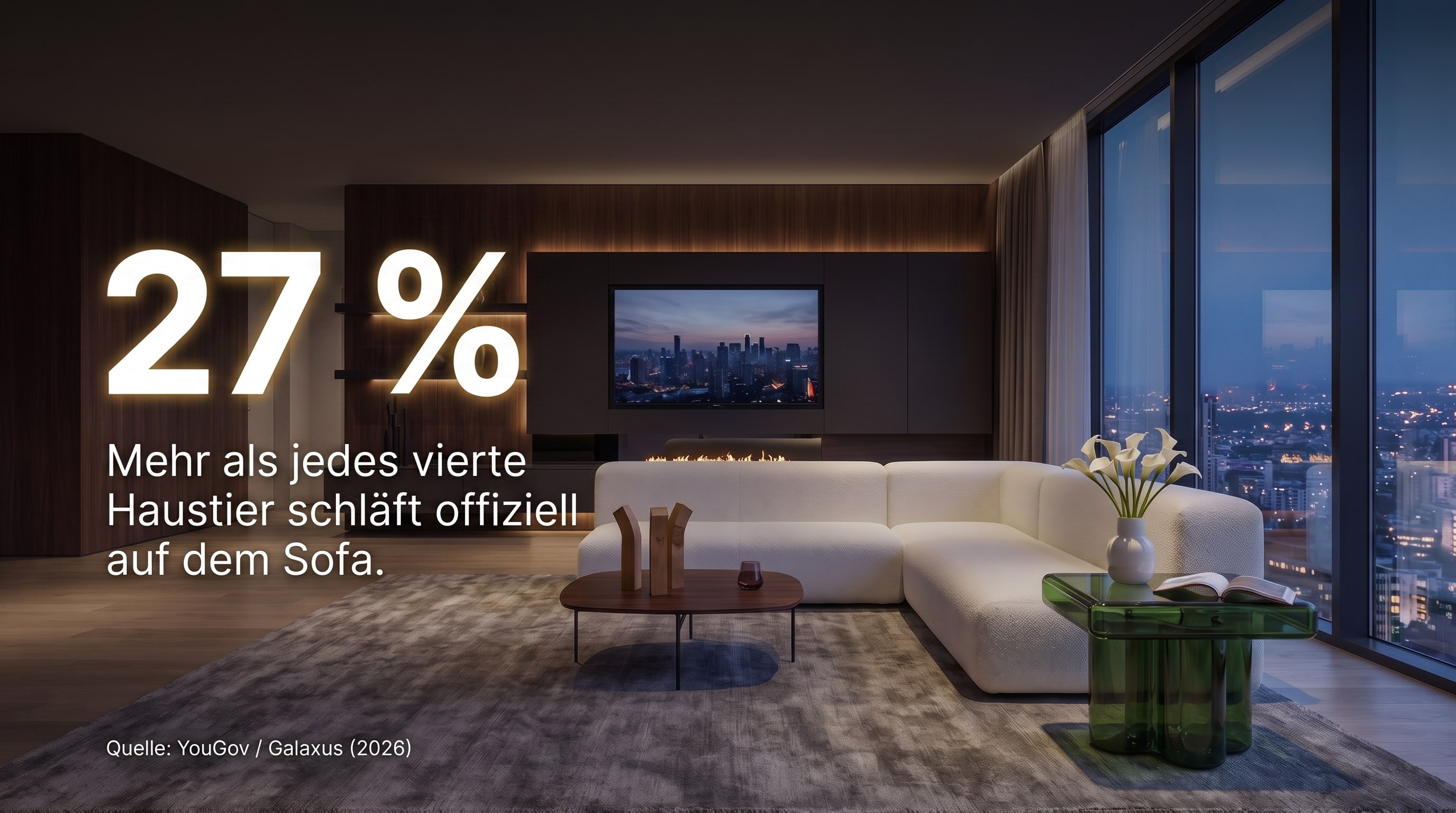27 % &ndash; More than every fourth pet officially sleeps on the sofa.