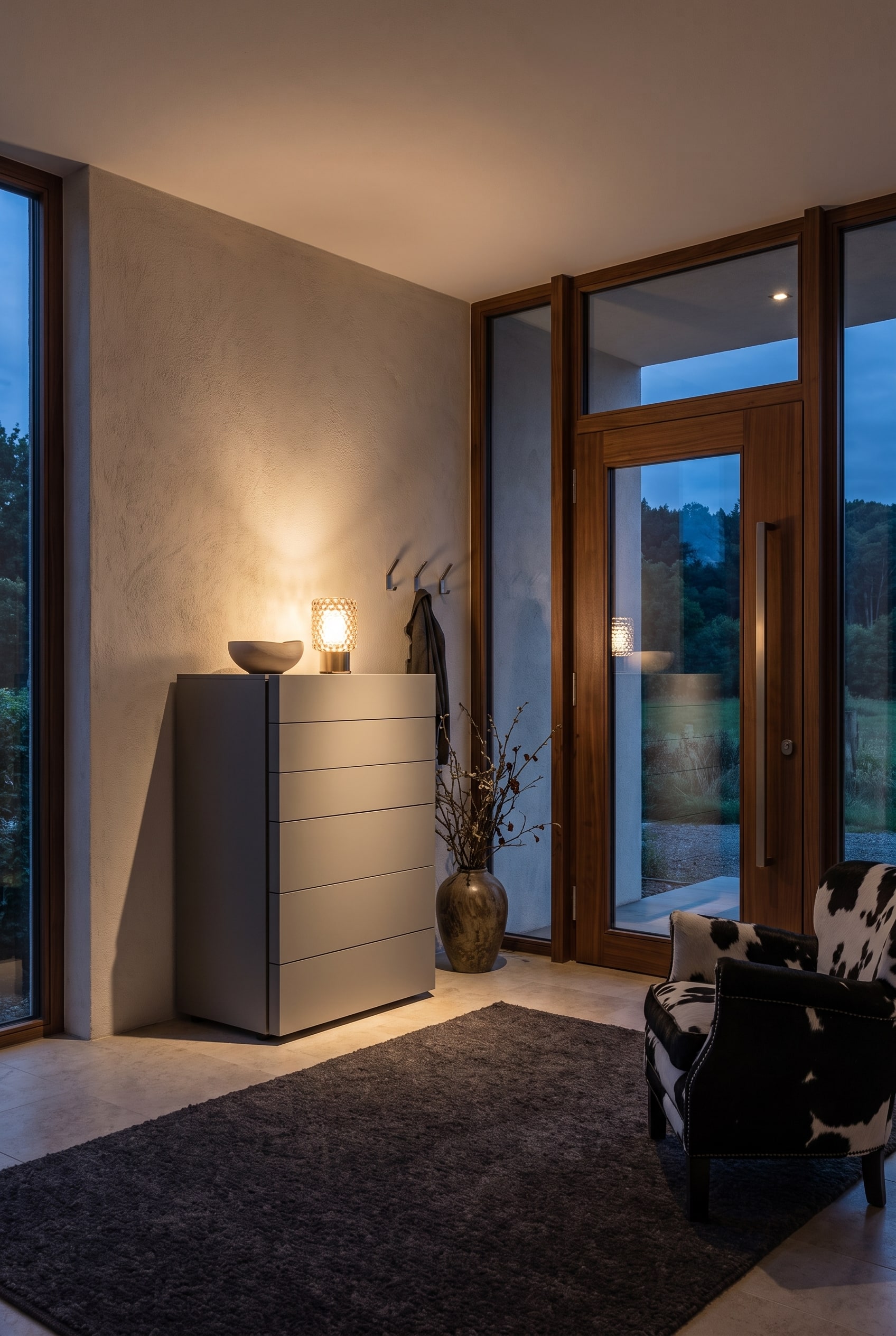 Elegante Livitalia Valeo Hochkommode in einer schmalen Flurnische integriert