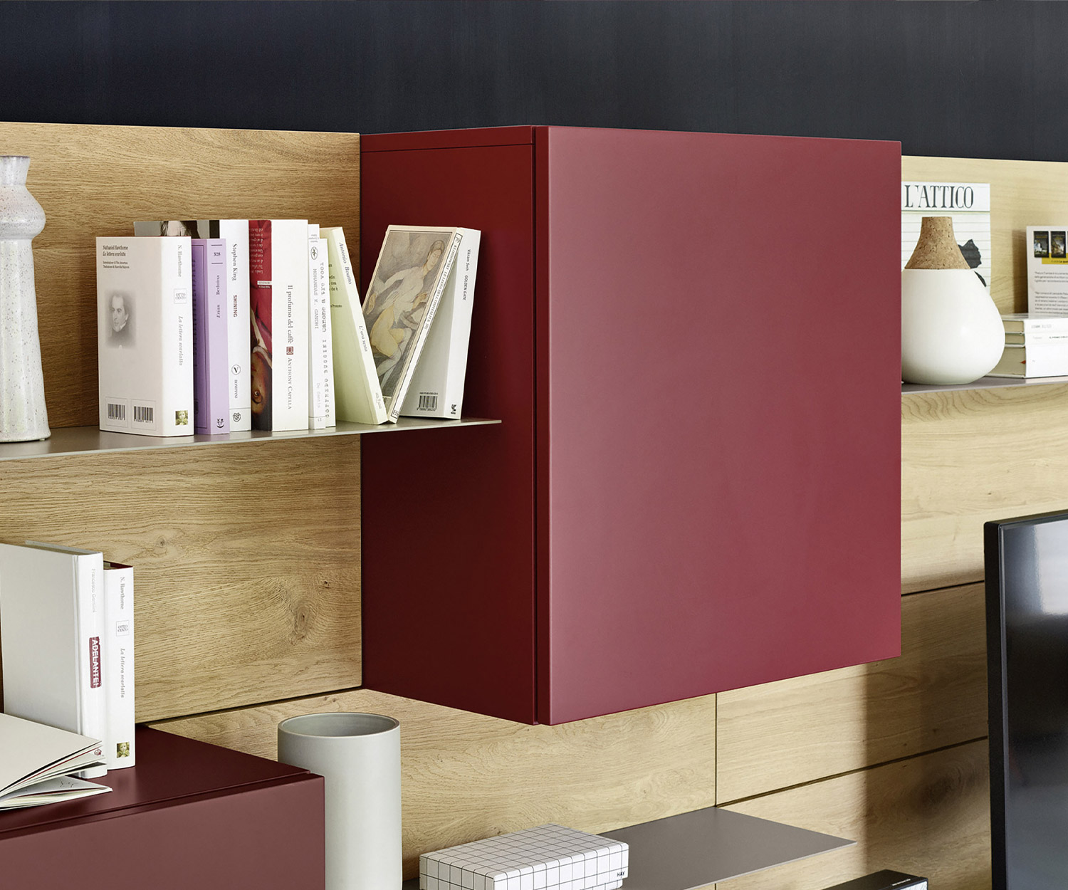 High-quality Livitalia Design wall unit C37 wall units in red Amarena matt High-quality Livitalia Design wall unit C37 wall units in red Amarena matt