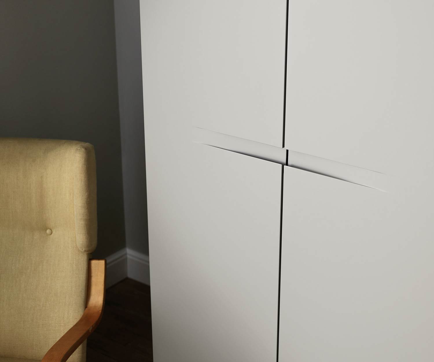 Moderner Livitalia Design Kleiderschrank Vela mit 3D Griffmulde Moderner Livitalia Design Kleiderschrank Vela mit 3D Griffmulde