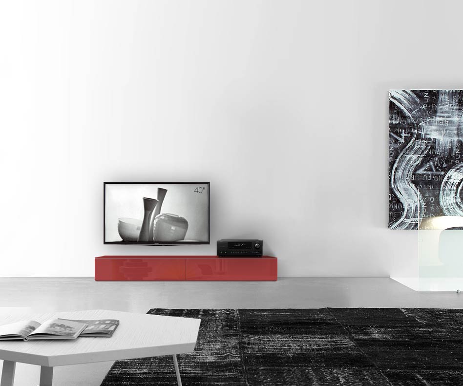 /Design Lowboard Boden B180 H27 glanz rot /Design Lowboard Boden B180 H27 glanz rot