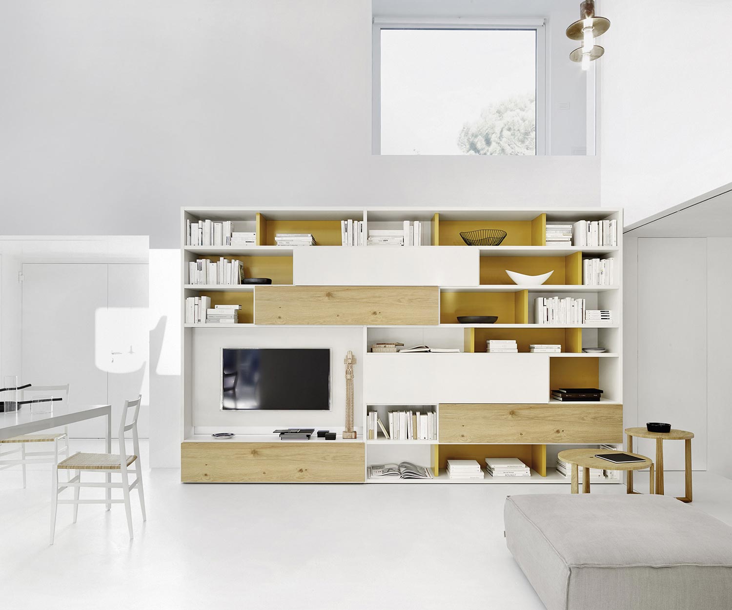 Modern Livitalia Design bookshelf C51 in light oak