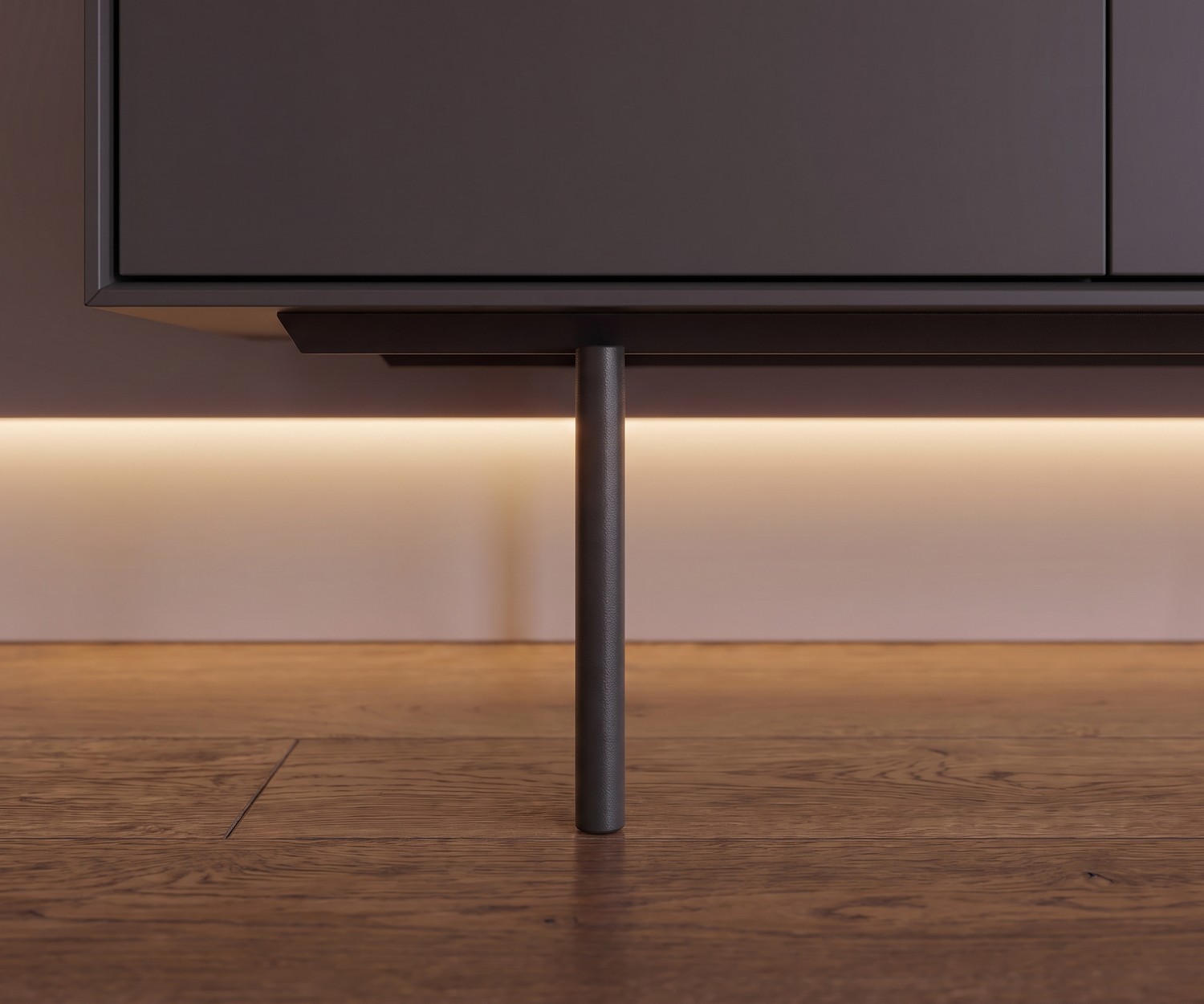 Design Sideboard Walnuss Dunkelgrau Matt lackiert Türen mit Push Pull Technik