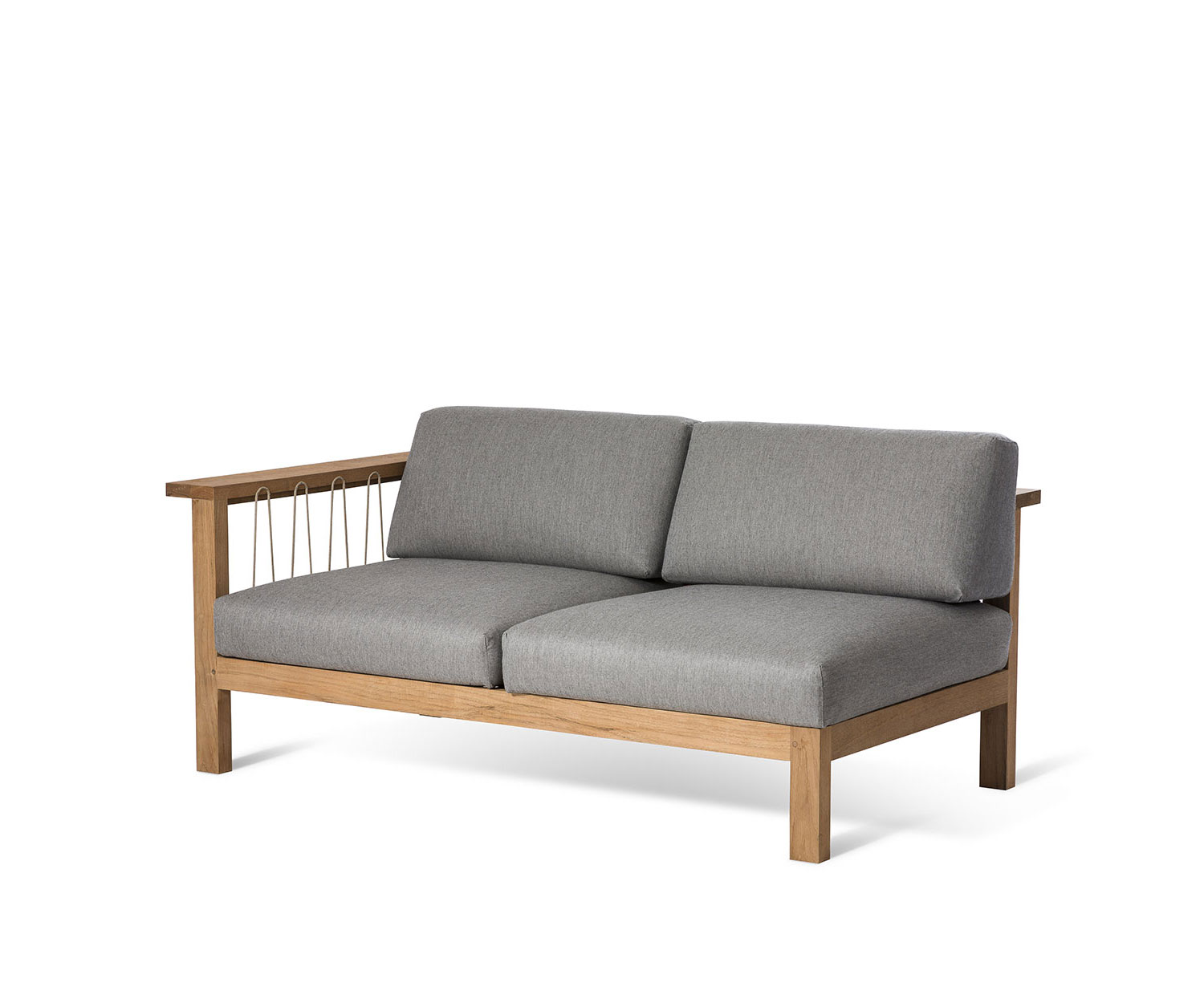 Oasiq Maro Teak 2er Sofa Armlehne links grau