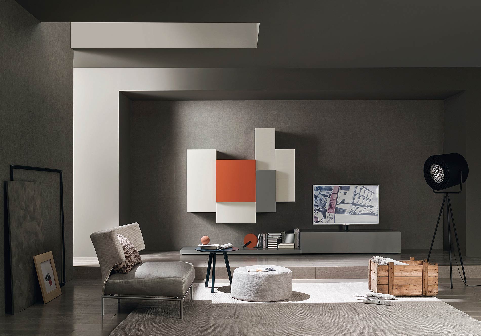 Moderne Schrankwand mit TV Halterung Moderne Schrankwand mit TV Halterung