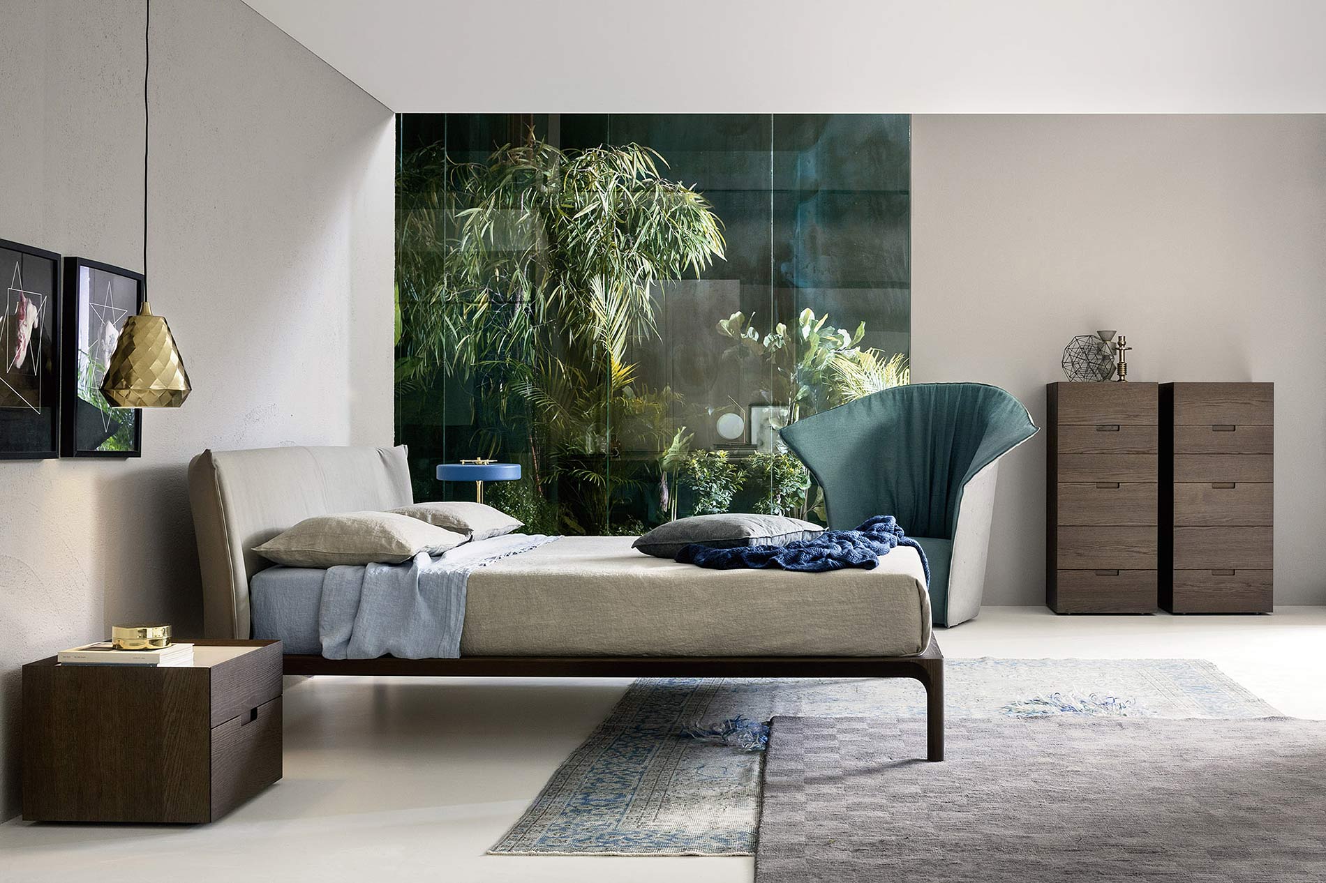 Luxus Glastrennwand Wintergarten Natur Schlafzimmer