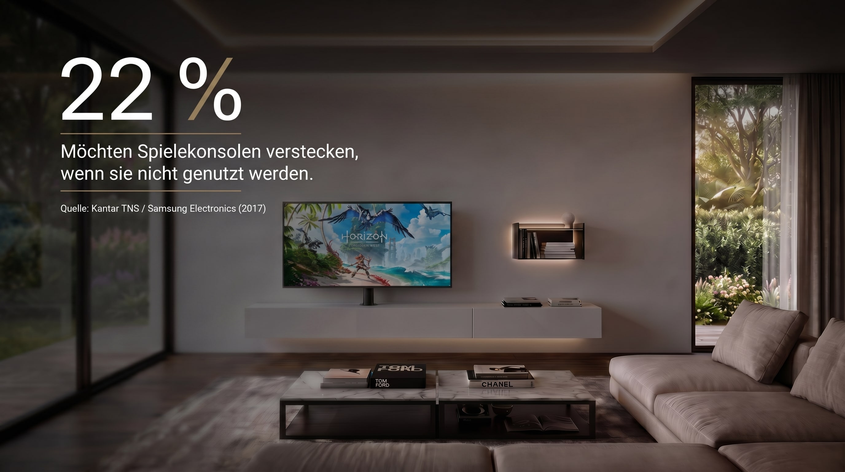22 % – Molte persone desiderano eliminare completamente i dispositivi di riproduzione dal campo visivo.