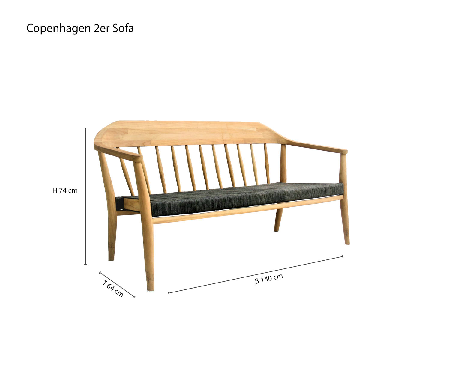 Oasiq Copenhagen Design 2er Sofa Skizze Maße Größen Größenangaben