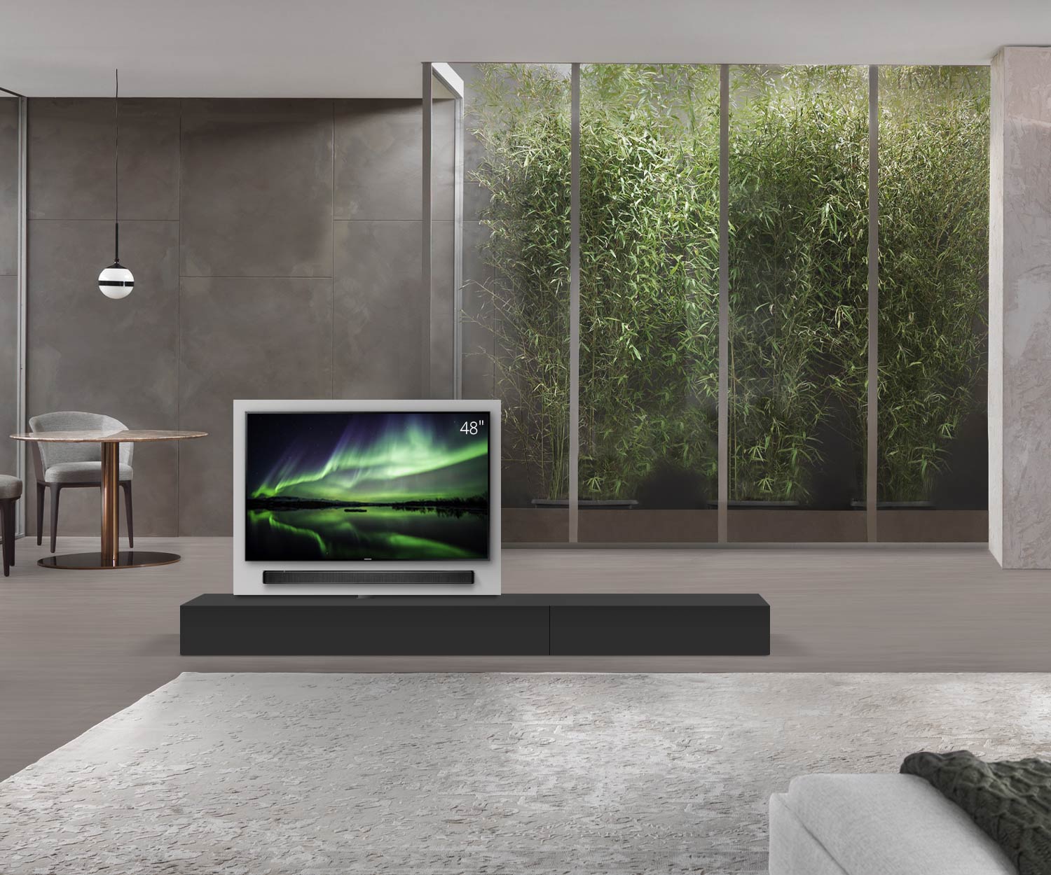 Livitalia Roto Design Lowboard Raumteiler mit drehbarem TV Paneel B150 50 H25 T47 NeroM B90re oBox Livitalia Roto Design Lowboard Raumteiler mit drehbarem TV Paneel B150 50 H25 T47 NeroM B90re oBox