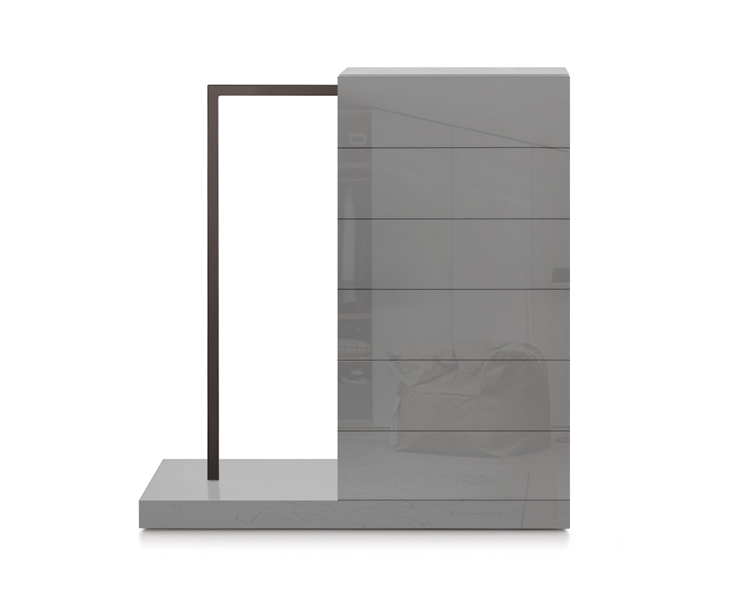 Novamobili Easy6 high chest of drawers + wardrobe left W54cm glossy light grey430 Novamobili Easy6 high chest of drawers + wardrobe left W54cm glossy light grey430