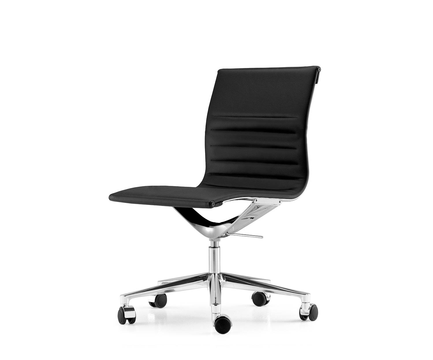 ICF Una Chair Managment Bürostuhl Design Drehstuhl 5 Arm mit Rollen H42 cm ohne Leder Leder Schwarz 901
