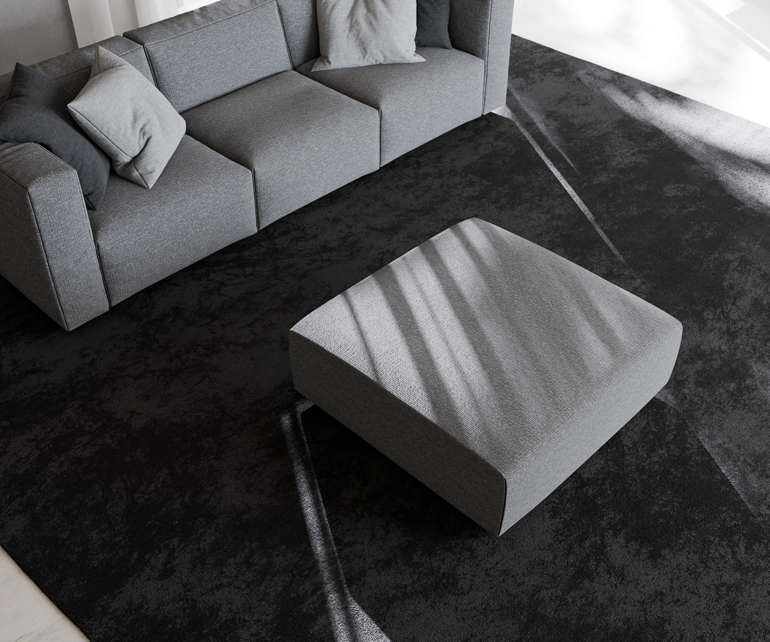 Designer Hocker Match Prosoria von oben grauer bezug komfortabel wohnzimmermoebel fuer wohnzimmer rechteckige oberflaeche Pouf Designer Hocker Match Prosoria von oben grauer bezug komfortabel wohnzimmermoebel fuer wohnzimmer rechteckige oberflaeche Pouf