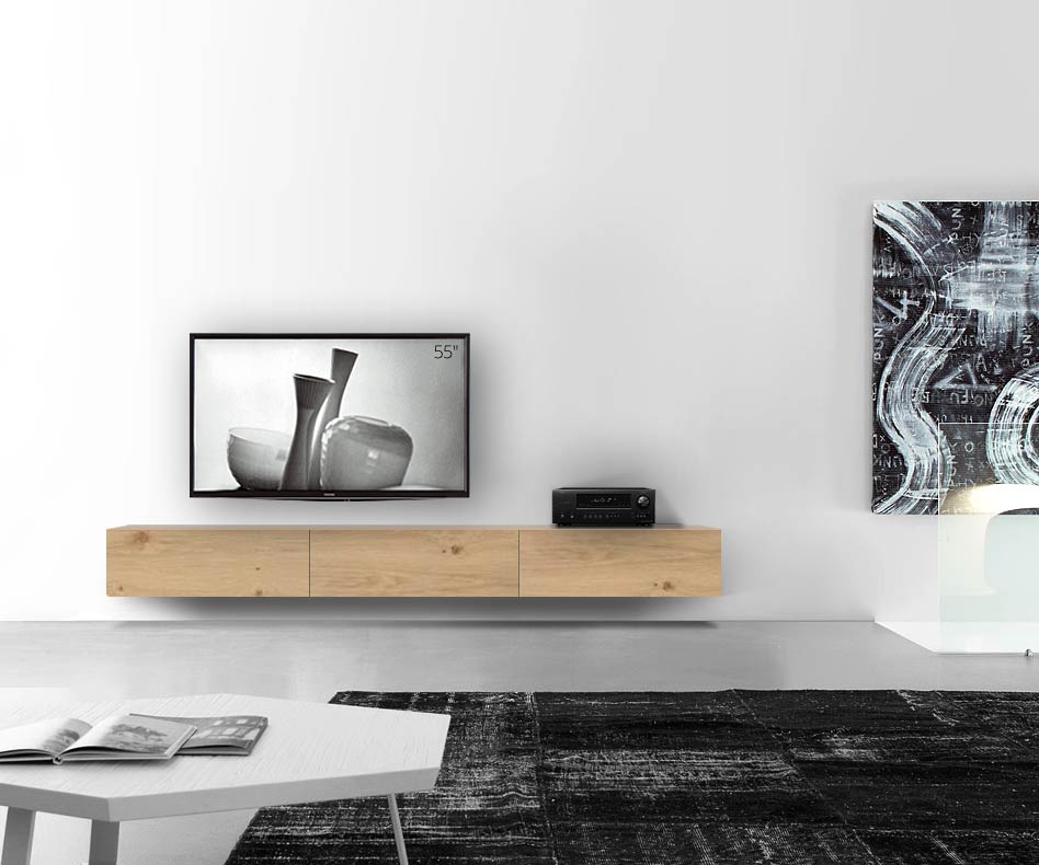 Livitalia Wooden design lowboard configurator wall 270 cm 32 cm 46 cm light oak Livitalia Wooden design lowboard configurator wall 270 cm 32 cm 46 cm light oak