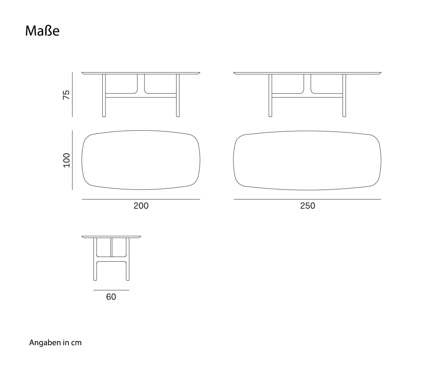 Novamobili Design Tisch Torii Skizze Maße