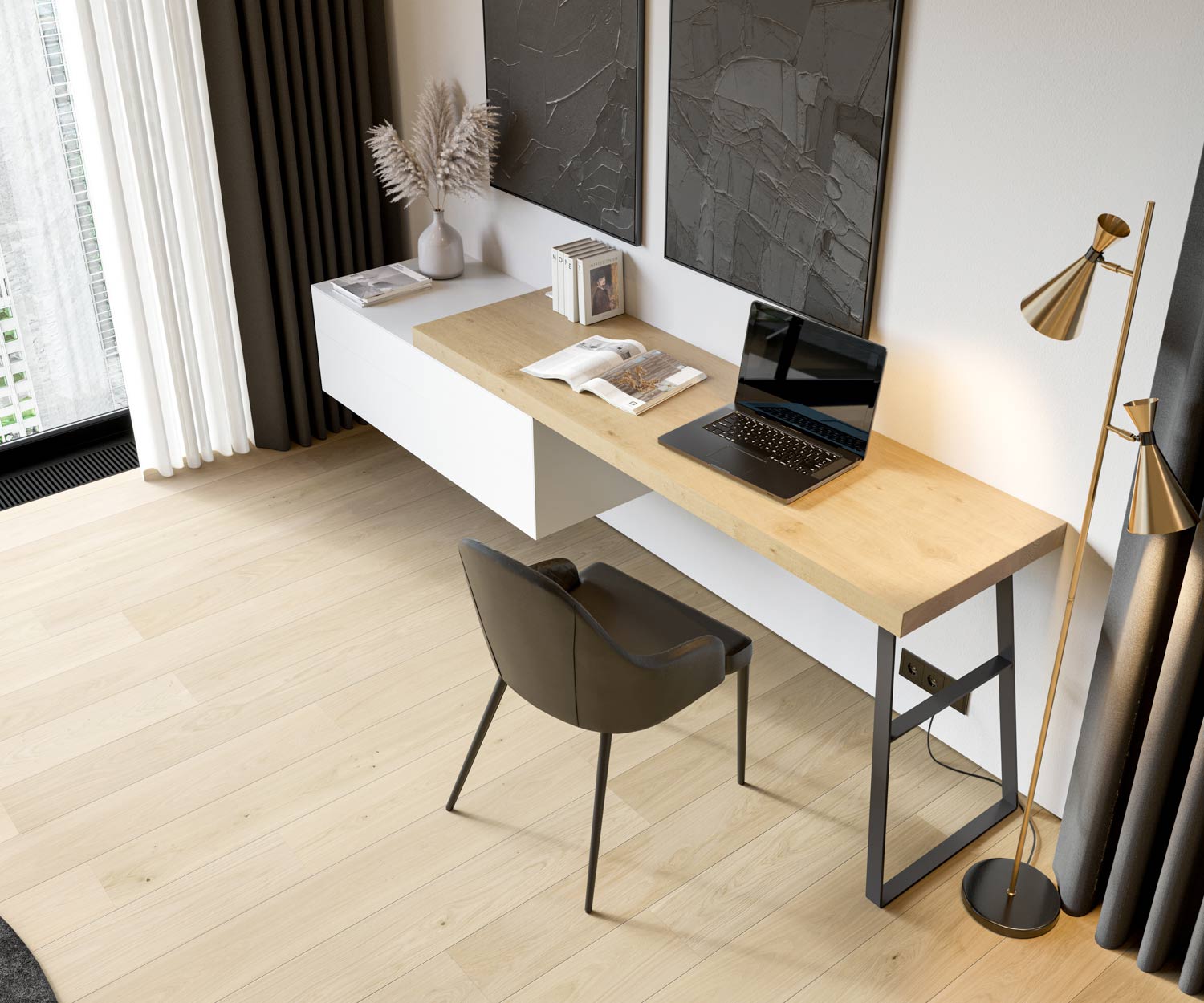 Ecletto wall-mounted chest of drawers with desk Ecletto wall-mounted chest of drawers with desk